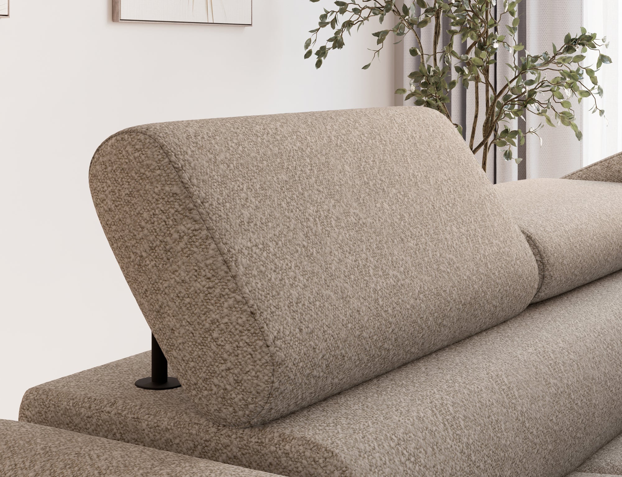 Canapé d'angle convertible design ALESIA avec coffre de rangement - Bouclette chinée beige - vue 7