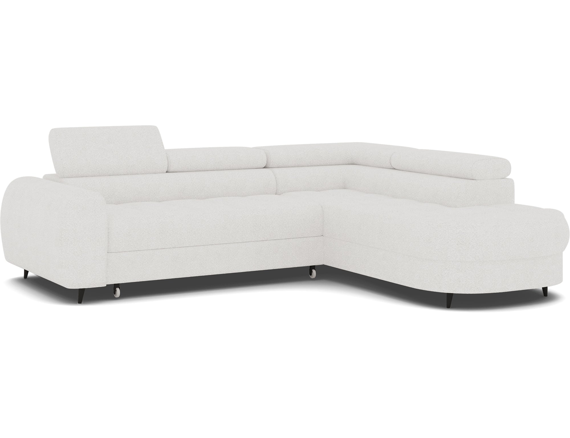 Canapé d'angle convertible design ALESIA avec coffre de rangement - Bouclette chinée crème - vue 1