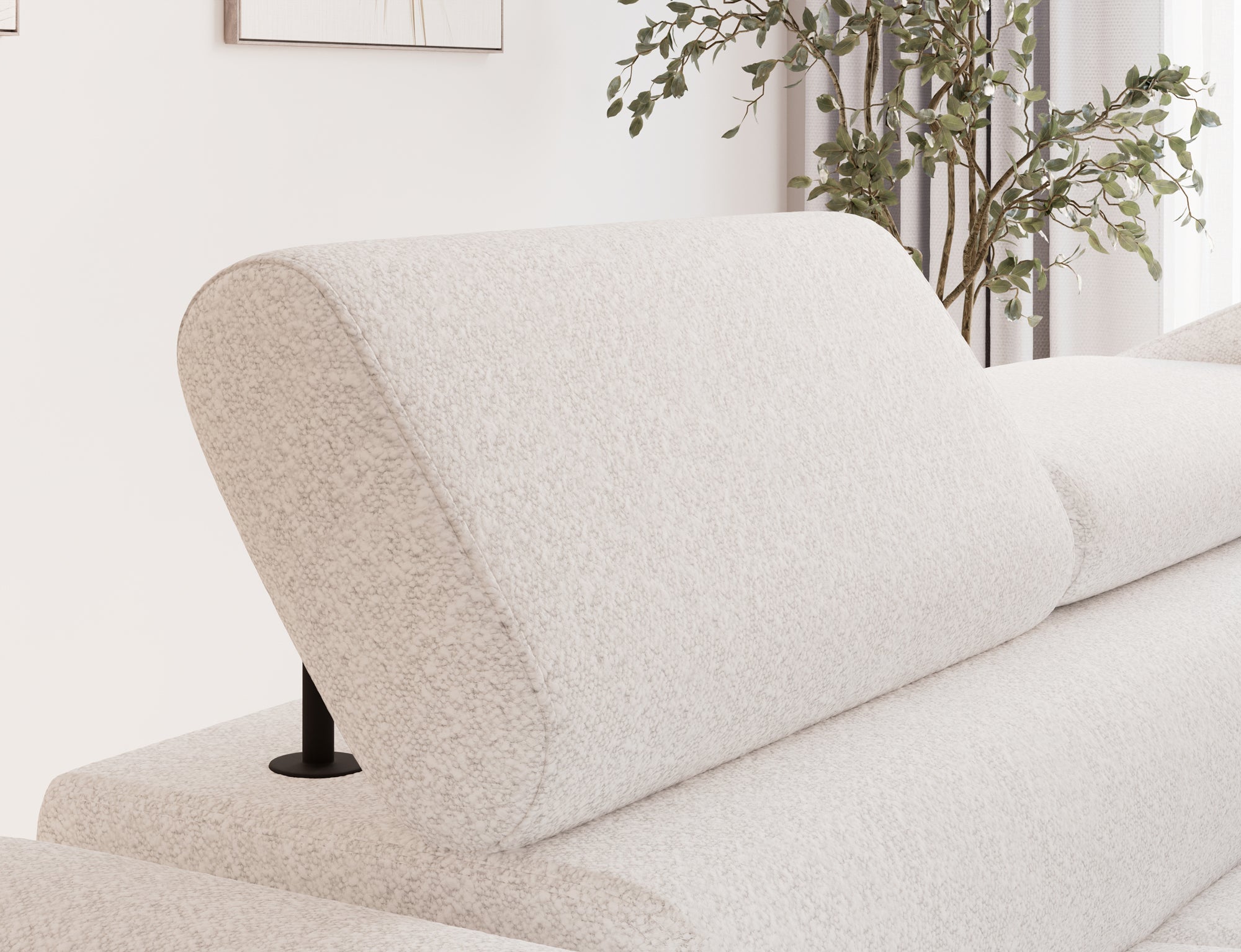 Canapé d'angle convertible design ALESIA avec coffre de rangement - Bouclette chinée crème - vue 7