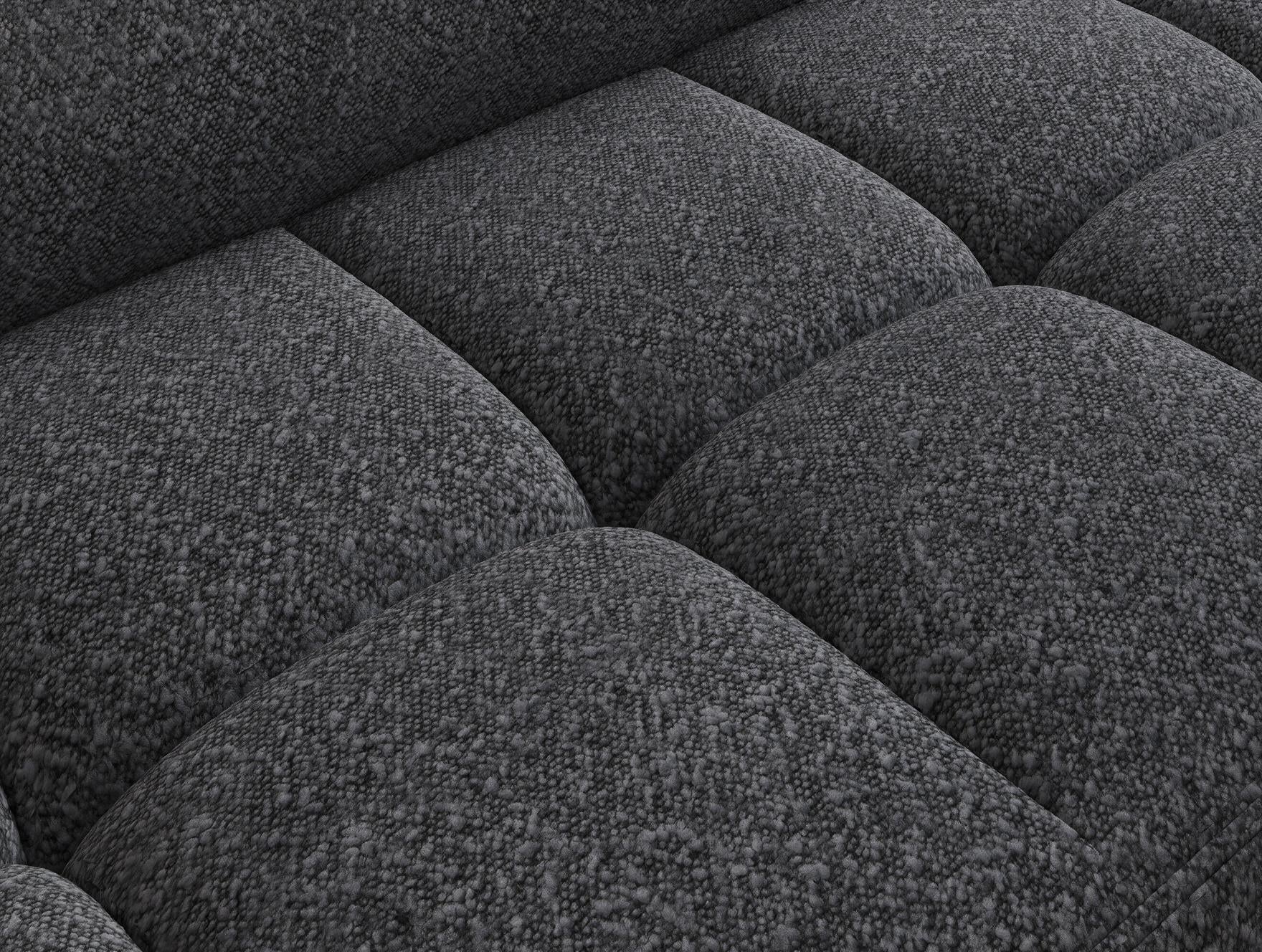 Canapé d'angle convertible design ALESIA avec coffre de rangement - Bouclette chinée gris foncé - vue 10