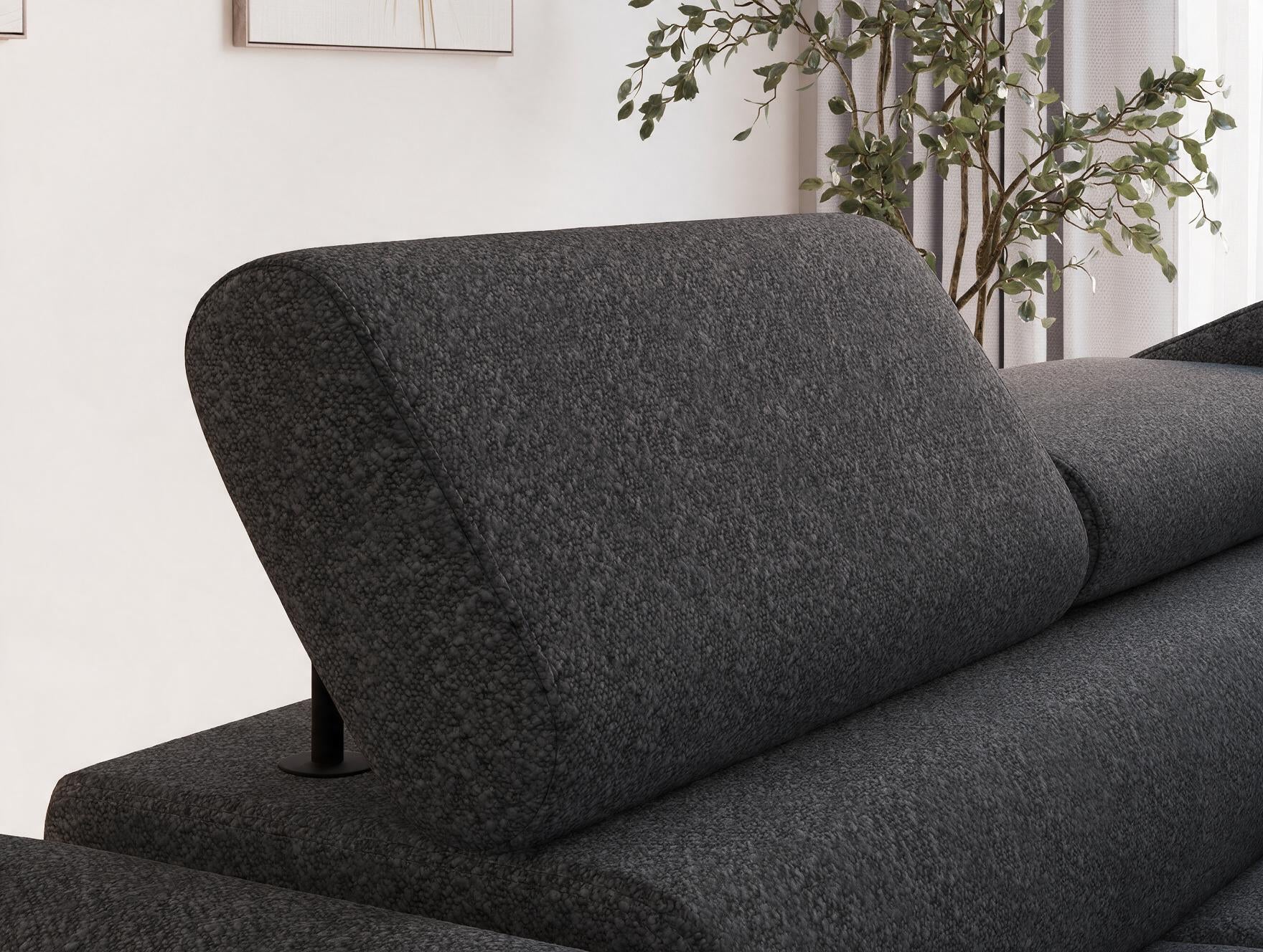 Canapé d'angle convertible design ALESIA avec coffre de rangement - Bouclette chinée gris foncé - vue 7