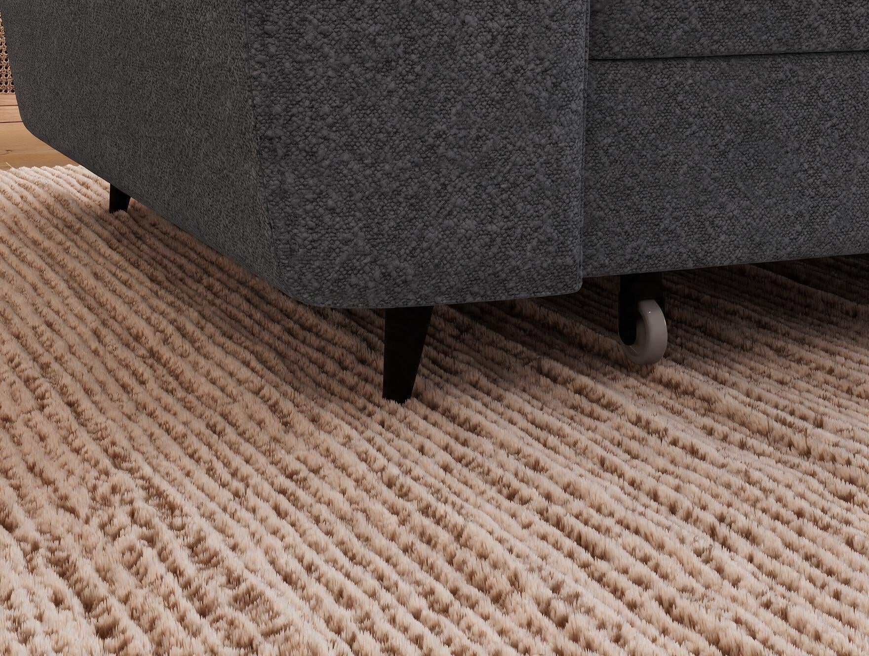 Canapé d'angle convertible design ALESIA avec coffre de rangement - Bouclette chinée gris foncé - vue 8