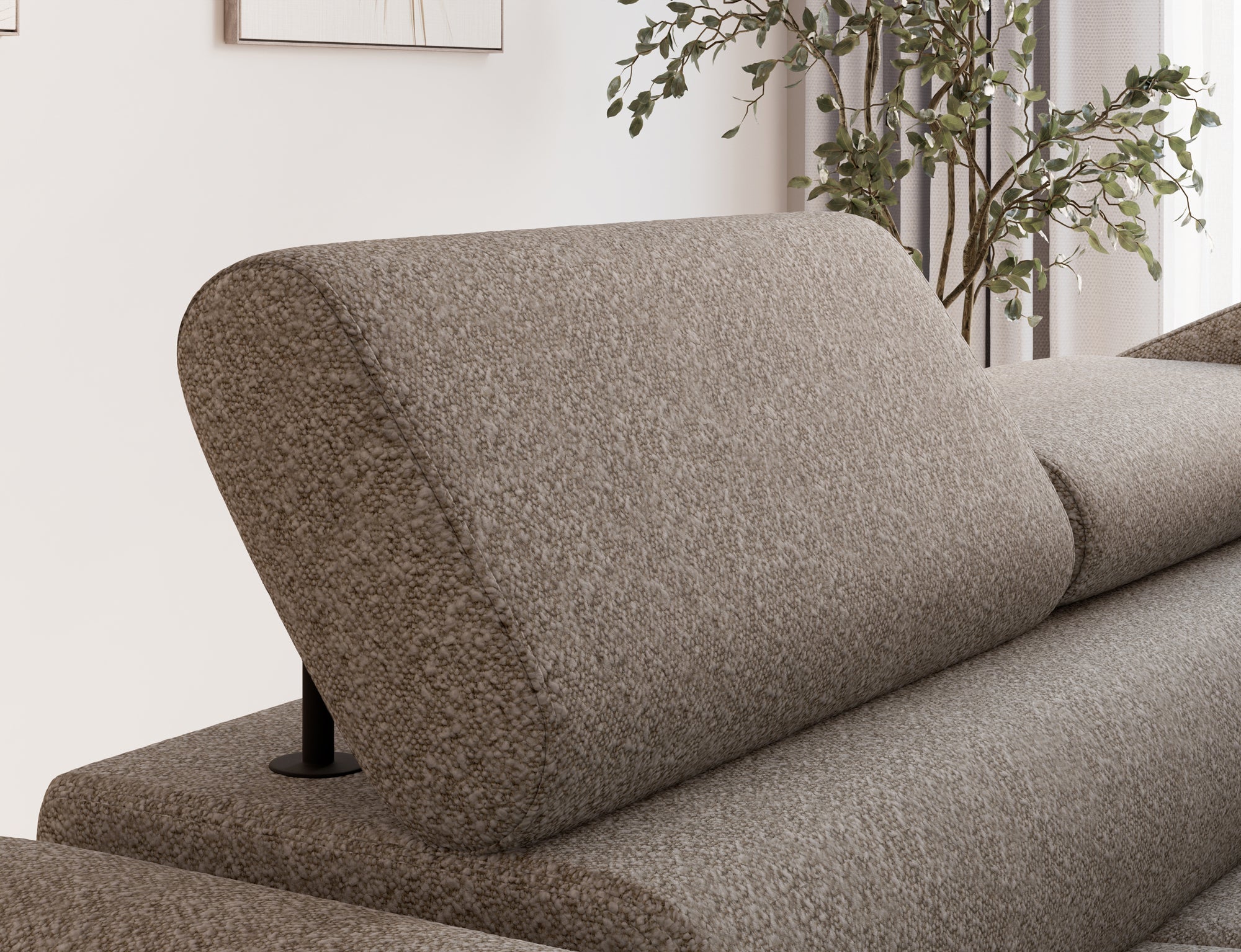 Canapé d'angle convertible design ALESIA avec coffre de rangement - Bouclette chinée taupe - vue 7