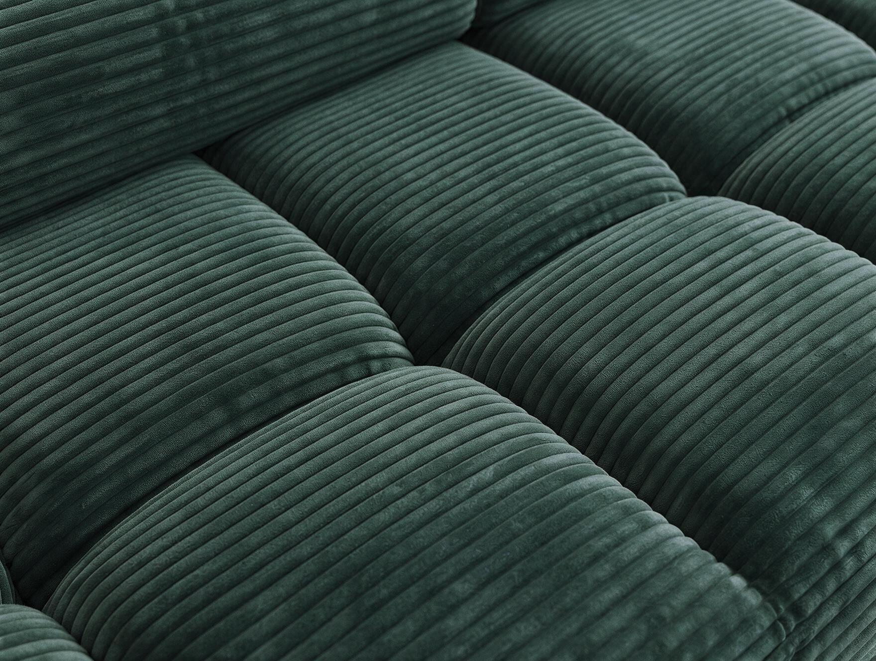 Canapé d'angle convertible design ALESIA avec coffre de rangement - Velours côtelé épais vert - vue 10