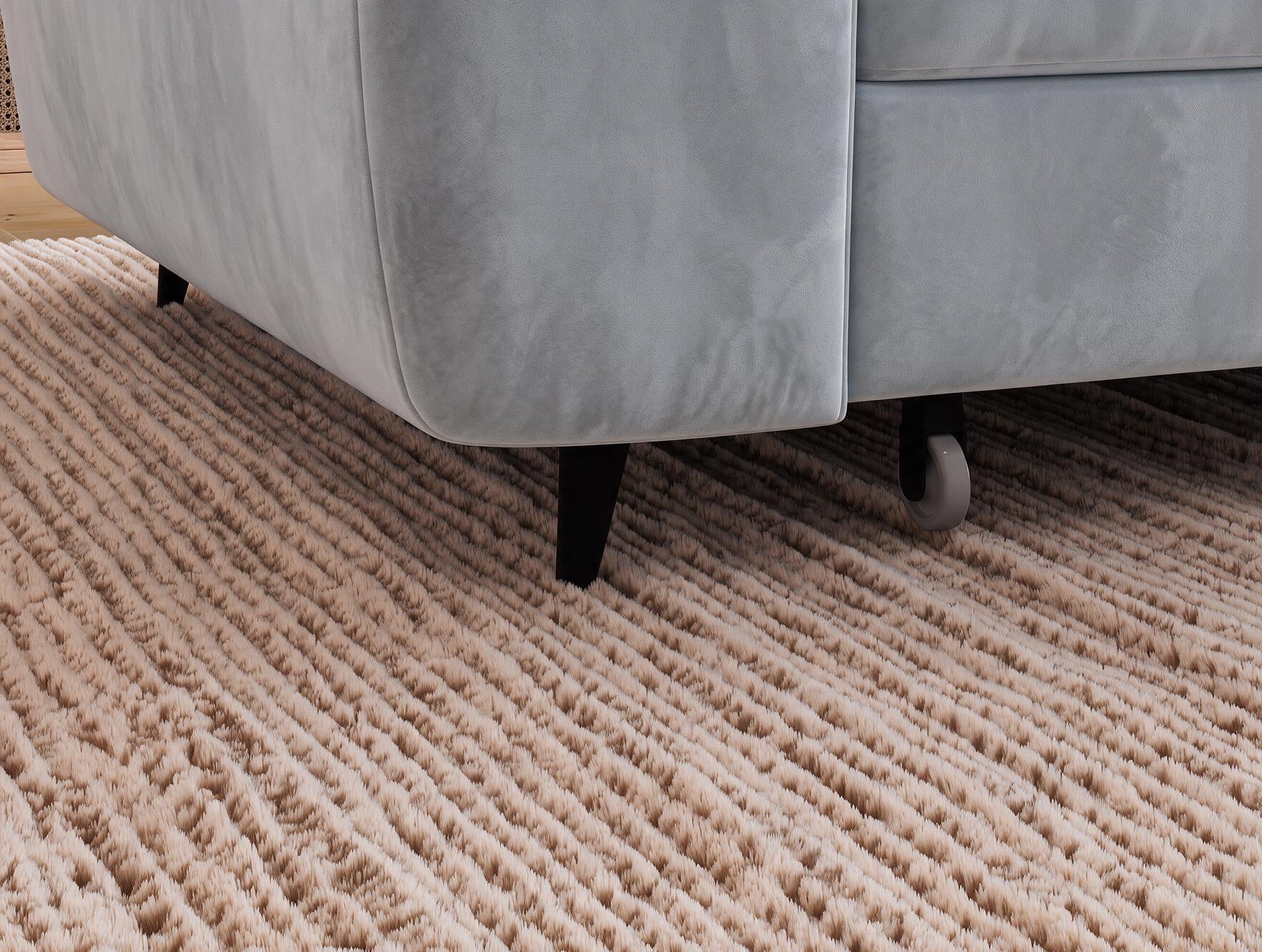 Canapé d'angle convertible design ALESIA avec coffre de rangement - Velours gris clair - vue 8