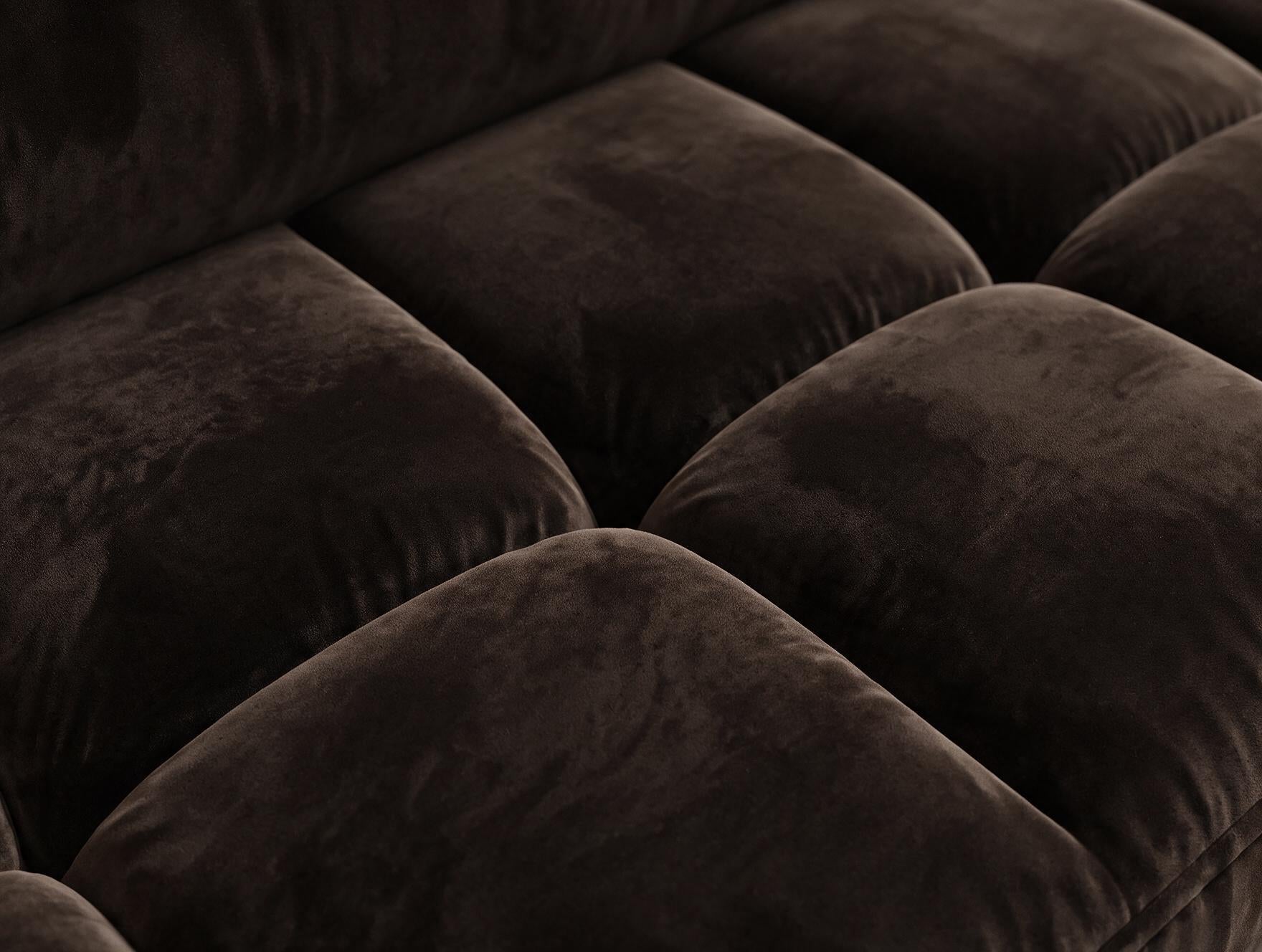 Canapé d'angle convertible design ALESIA avec coffre de rangement - Velours marron foncé - vue 10