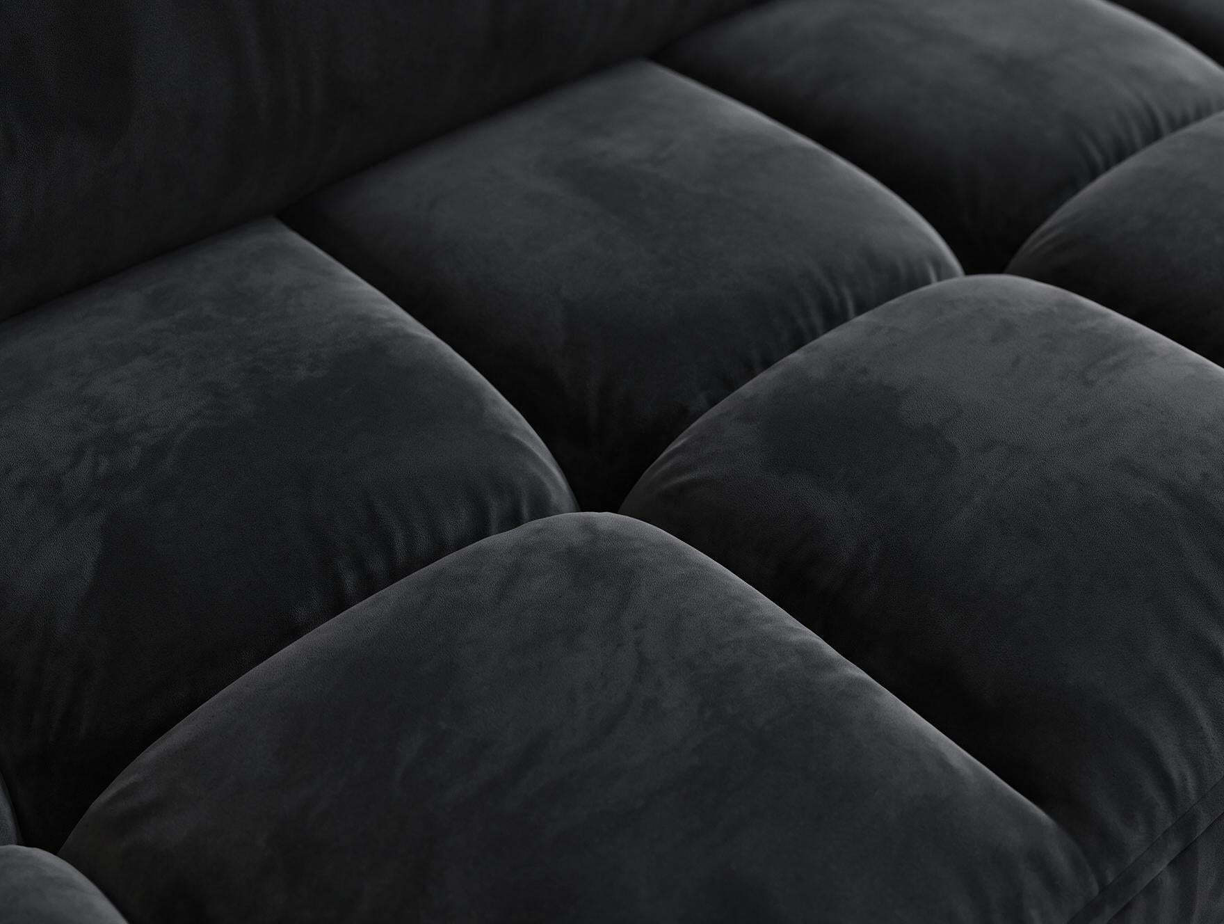 Canapé d'angle convertible design ALESIA avec coffre de rangement - Velours noir - vue 10
