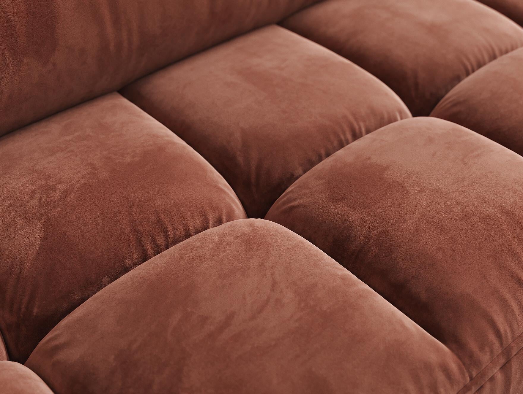 Canapé d'angle convertible design ALESIA avec coffre de rangement - Velours terracotta - vue 10