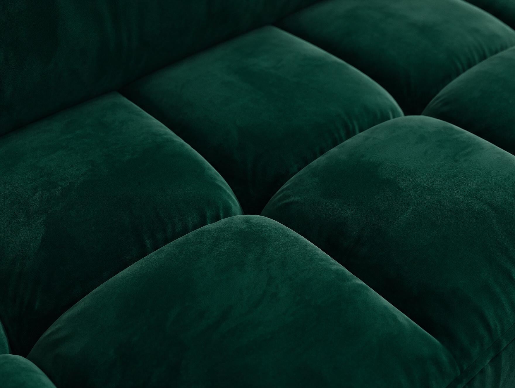Canapé d'angle convertible design ALESIA avec coffre de rangement - Velours vert sapin - vue 10