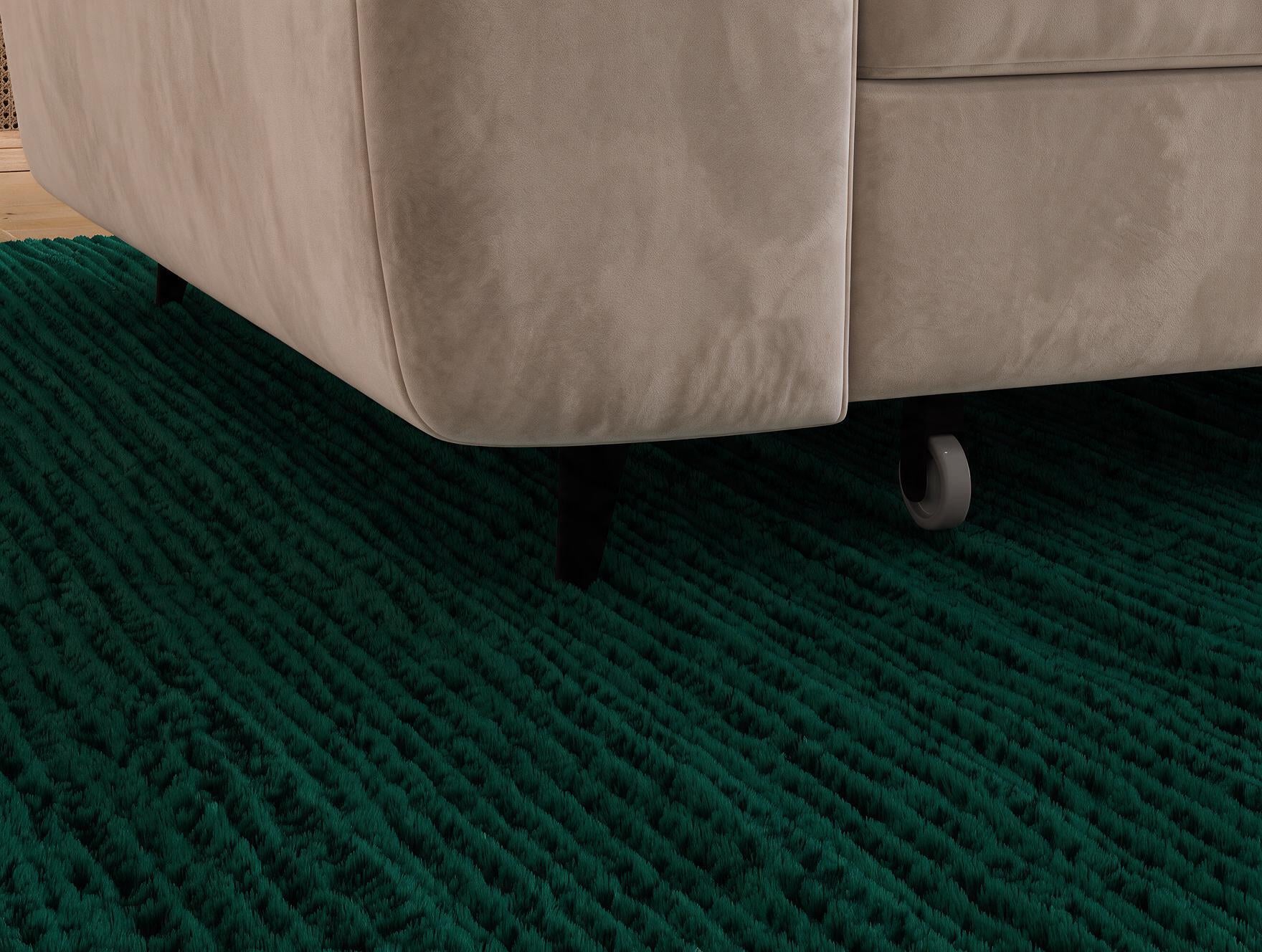 Canapé d'angle convertible design ALESIA avec coffre de rangement - Velours vert sapin - vue 8