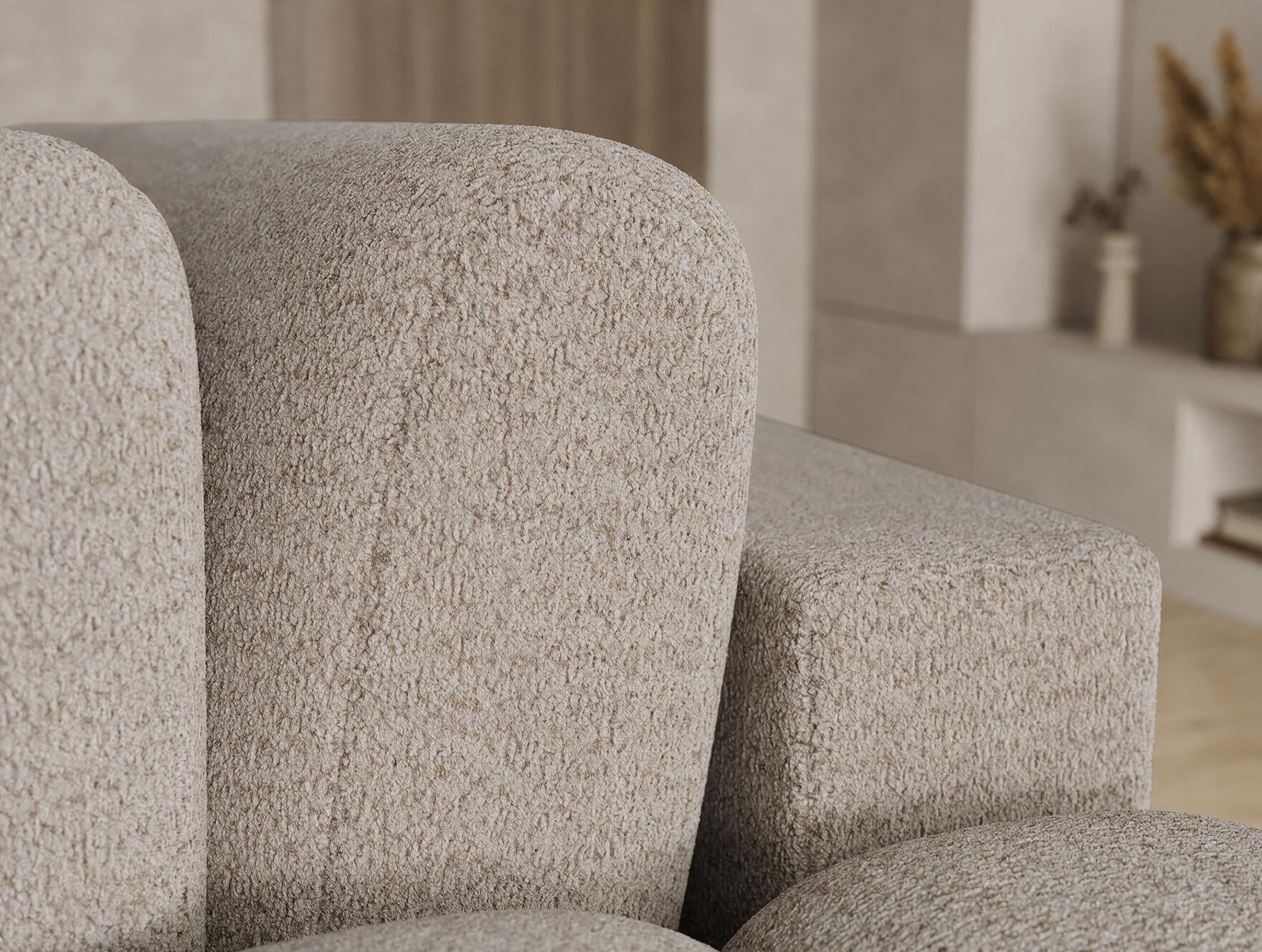 Canapé d'angle convertible design AUBER avec coffre de rangement - Bouclette chinée beige - vue 13