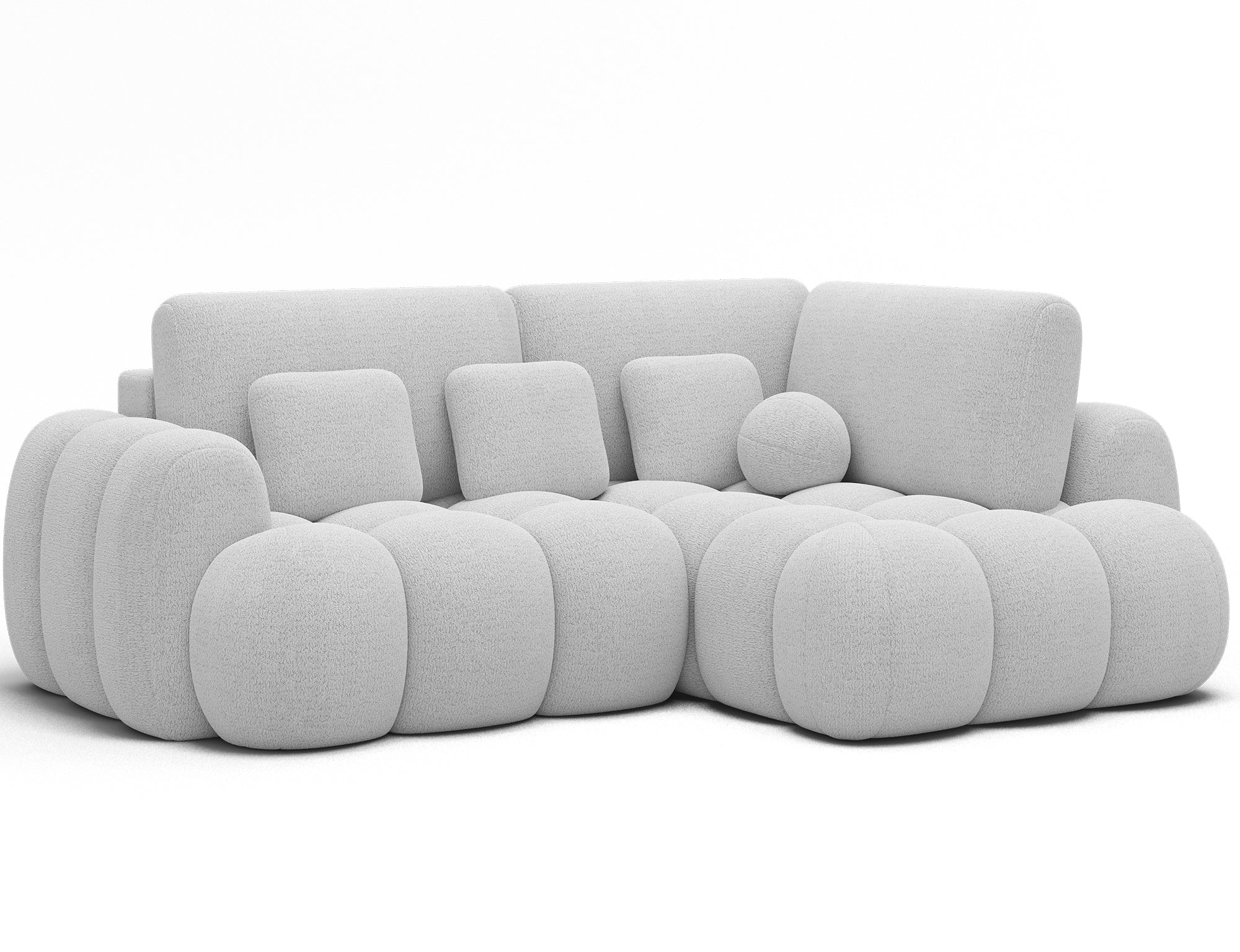 Canapé d'angle convertible design AUBER avec coffre de rangement - Bouclette chinée crème - vue 4