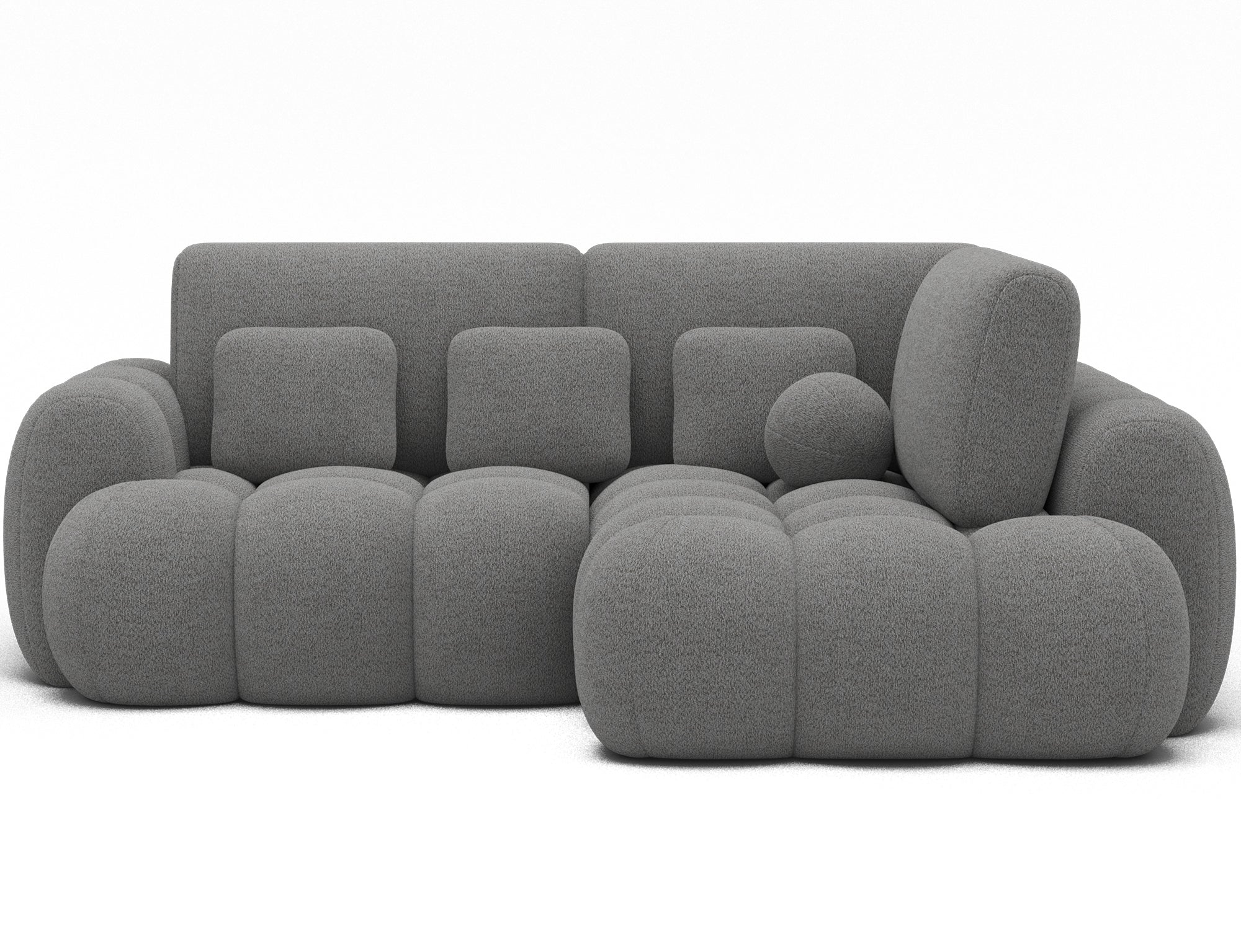 Canapé d'angle convertible design AUBER avec coffre de rangement - Bouclette chinée gris - vue 1