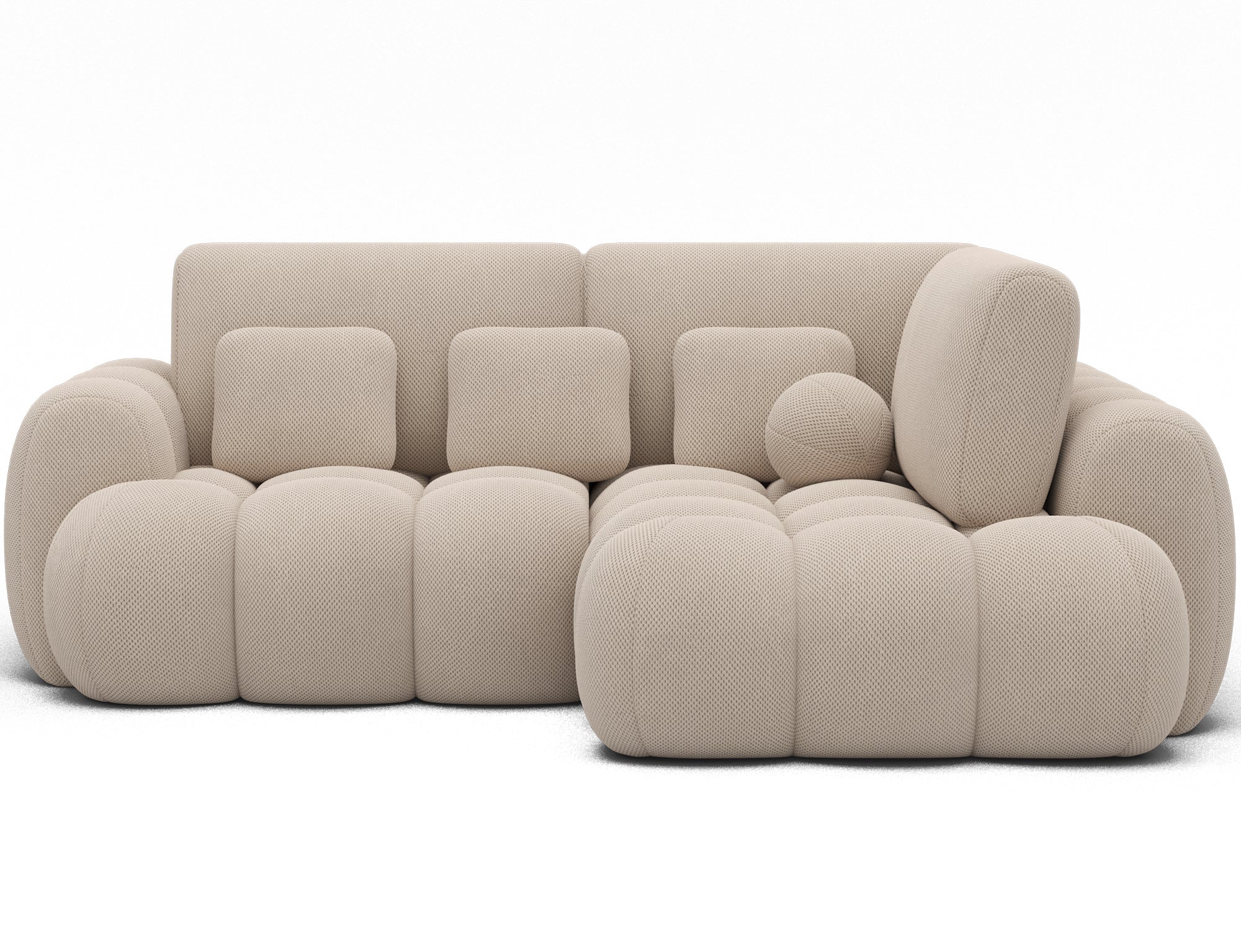 Canapé d'angle convertible design AUBER avec coffre de rangement - Tissu texturé beige - vue 1