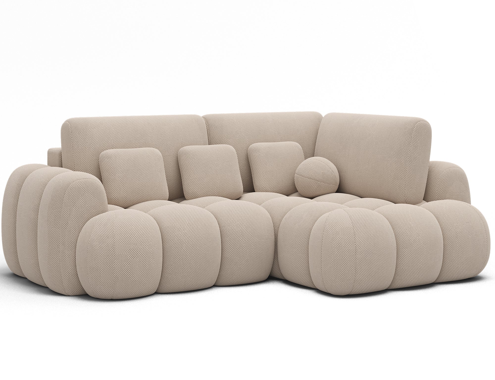 Canapé d'angle convertible design AUBER avec coffre de rangement - Tissu texturé beige - vue 4