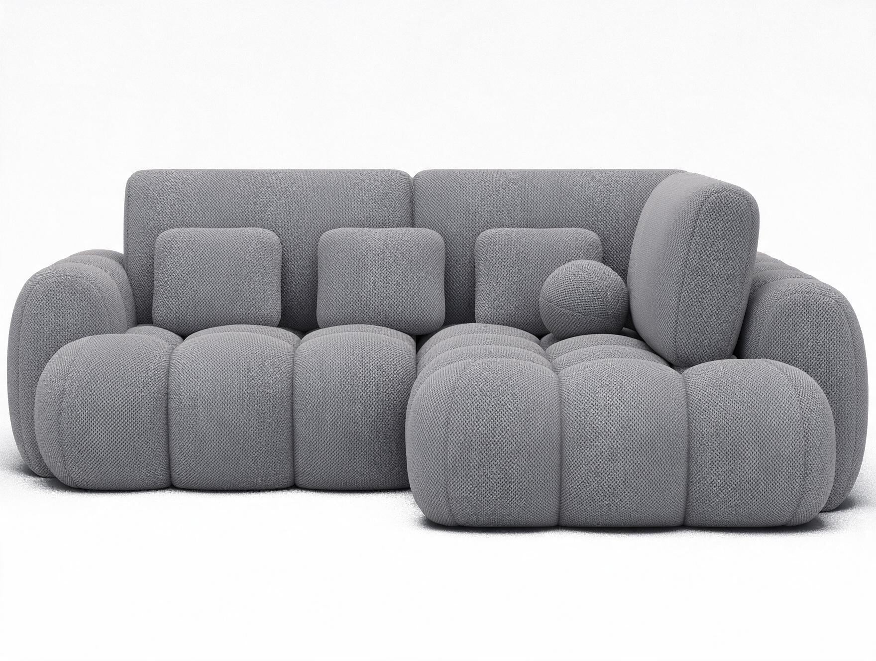Canapé d'angle convertible design AUBER avec coffre de rangement - Tissu texturé gris foncé - vue 1