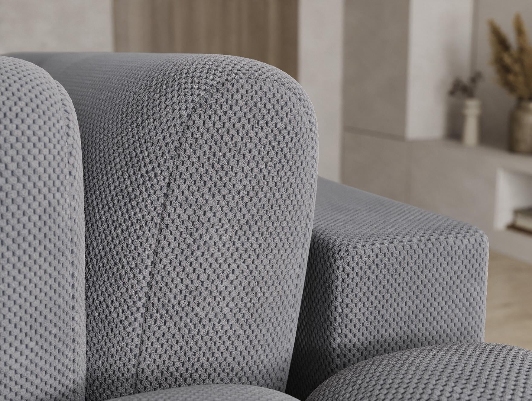 Canapé d'angle convertible design AUBER avec coffre de rangement - Tissu texturé gris foncé - vue 13