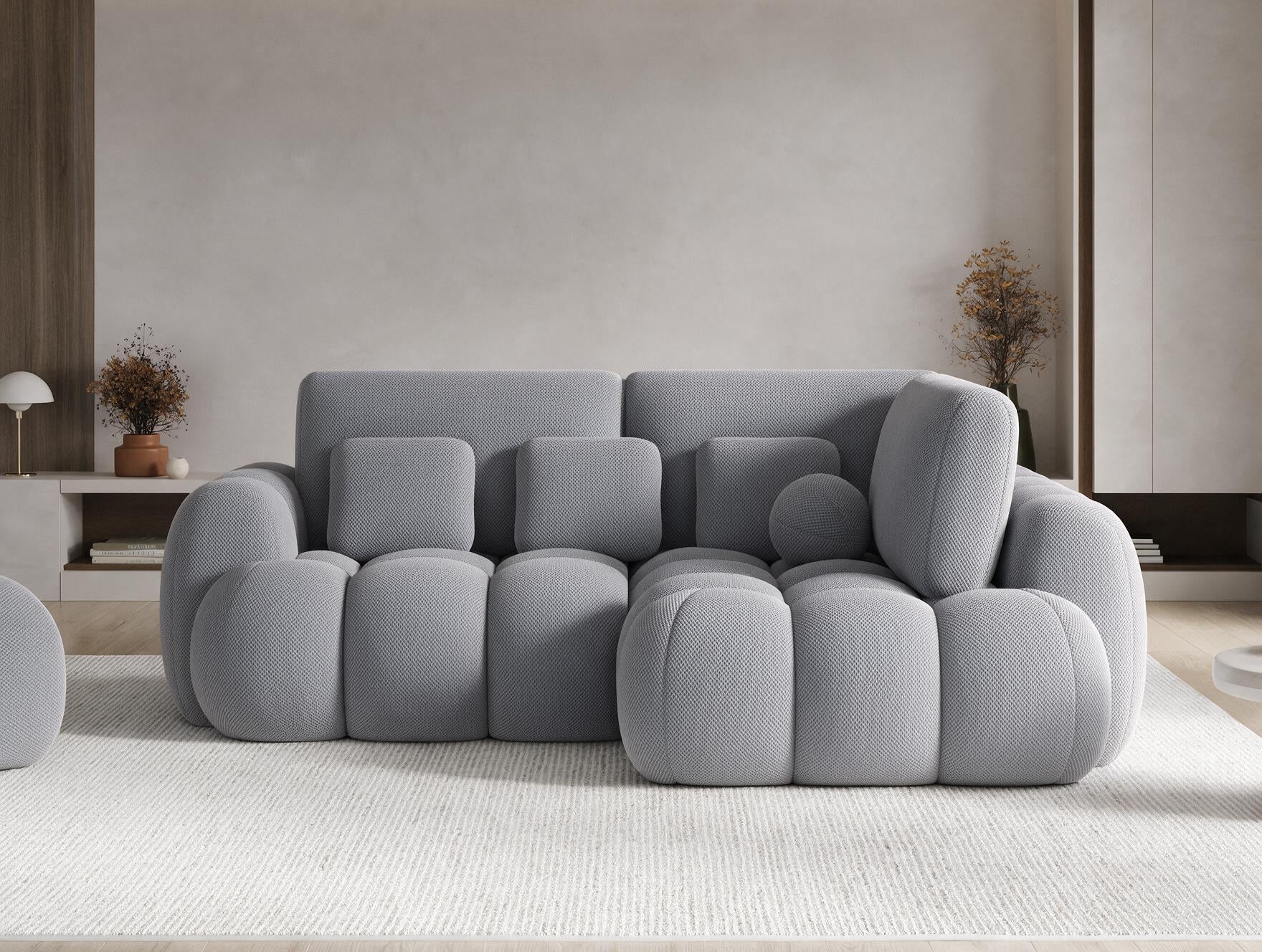 Canapé d'angle convertible design AUBER avec coffre de rangement - Tissu texturé gris foncé - vue 3