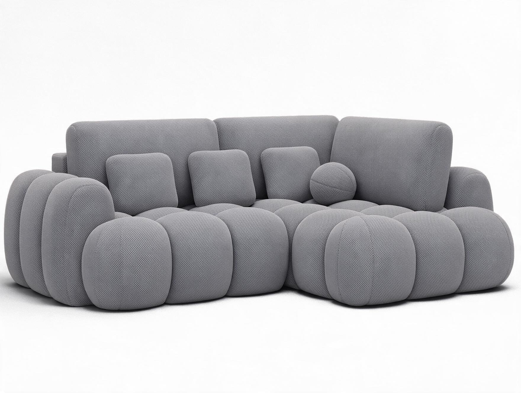 Canapé d'angle convertible design AUBER avec coffre de rangement - Tissu texturé gris foncé - vue 4