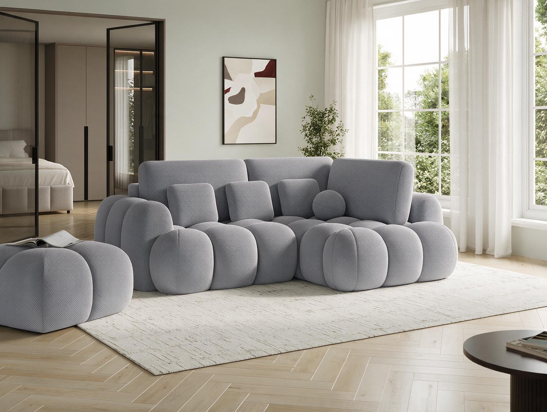Canapé d'angle convertible design AUBER avec coffre de rangement - Tissu texturé gris foncé - vue 5