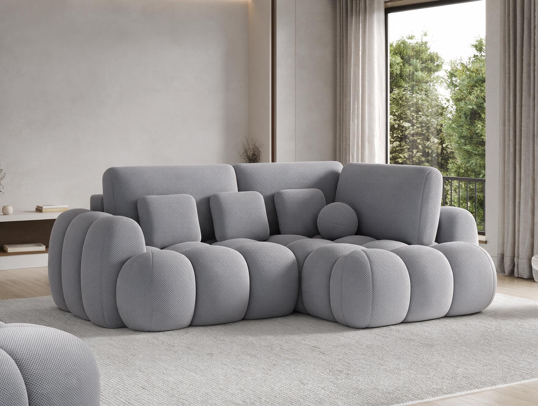 Canapé d'angle convertible design AUBER avec coffre de rangement - Tissu texturé gris foncé - vue 6