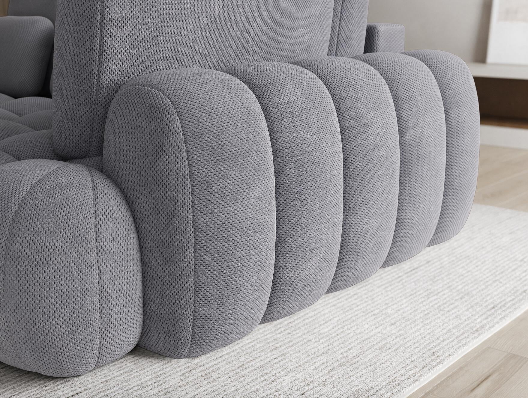 Canapé d'angle convertible design AUBER avec coffre de rangement - Tissu texturé gris foncé - vue 8
