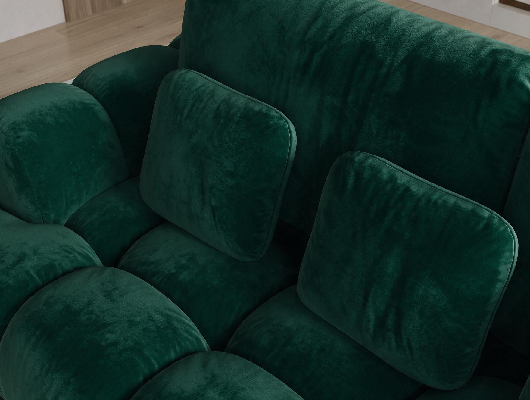 Canapé d'angle convertible design AUBER avec coffre de rangement - Velours vert sapin - vue 7