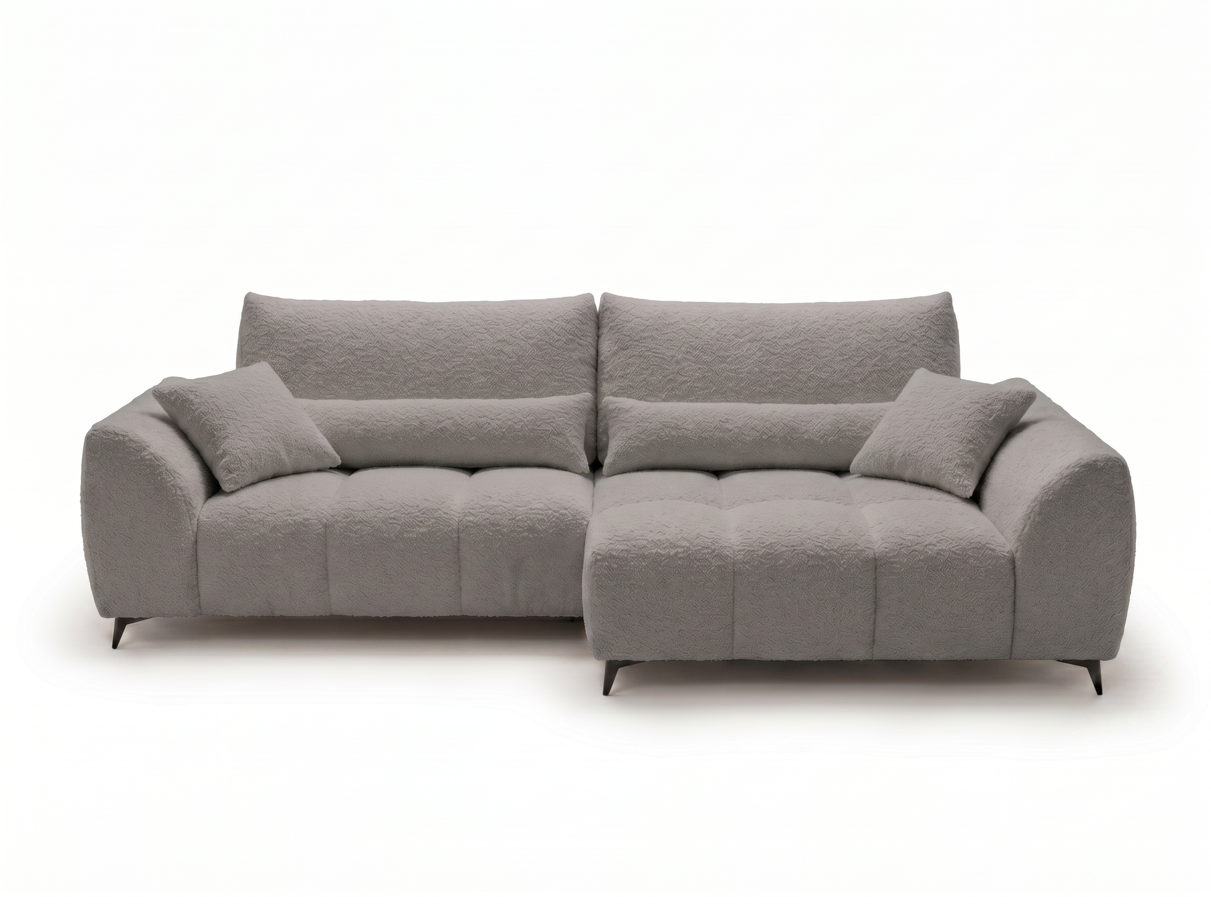 Canapé d'angle convertible BATIGNOLLES bouclé gris foncé avec coffre de rangement - vue 11