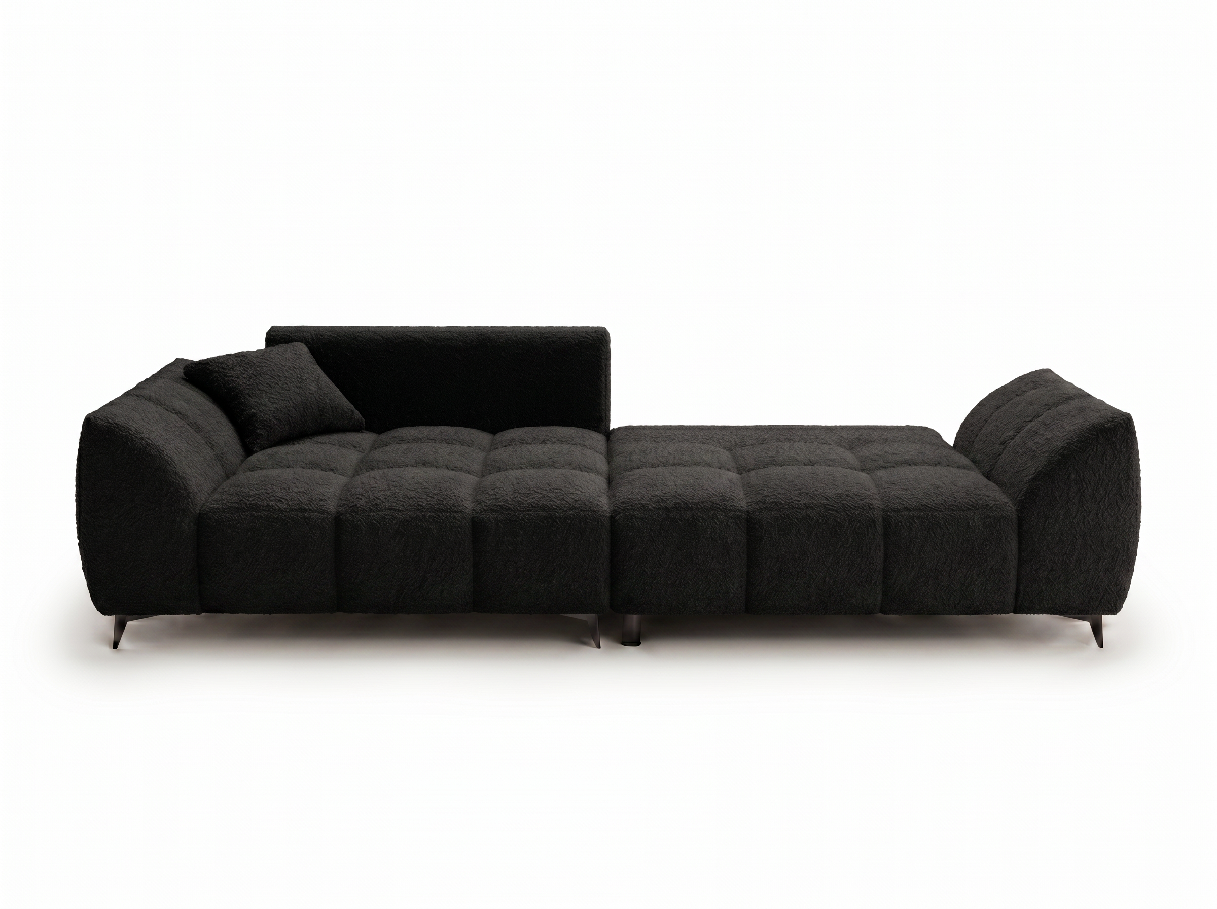 Canapé d'angle convertible BATIGNOLLES bouclé noir avec coffre de rangement - vue 8