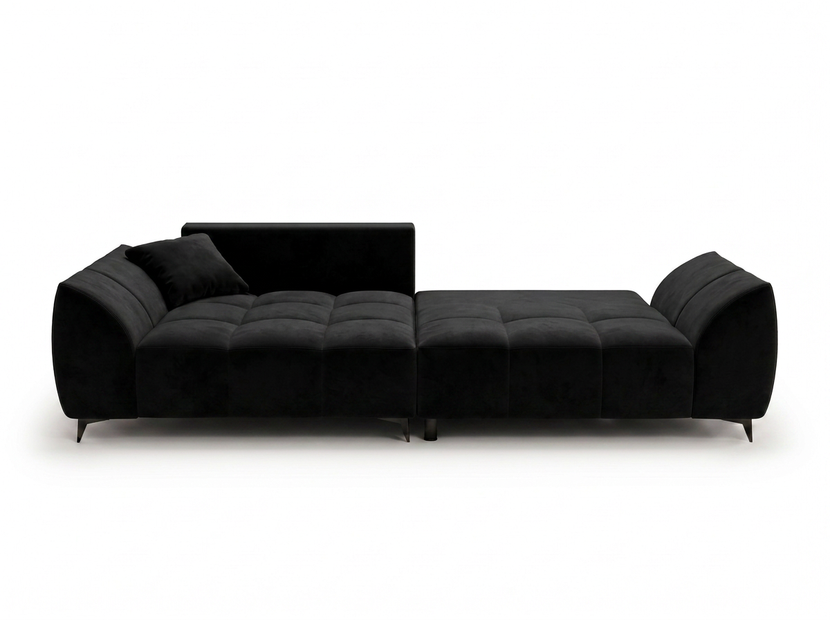Canapé d'angle convertible BATIGNOLLES velours noir avec coffre de rangement - vue 11