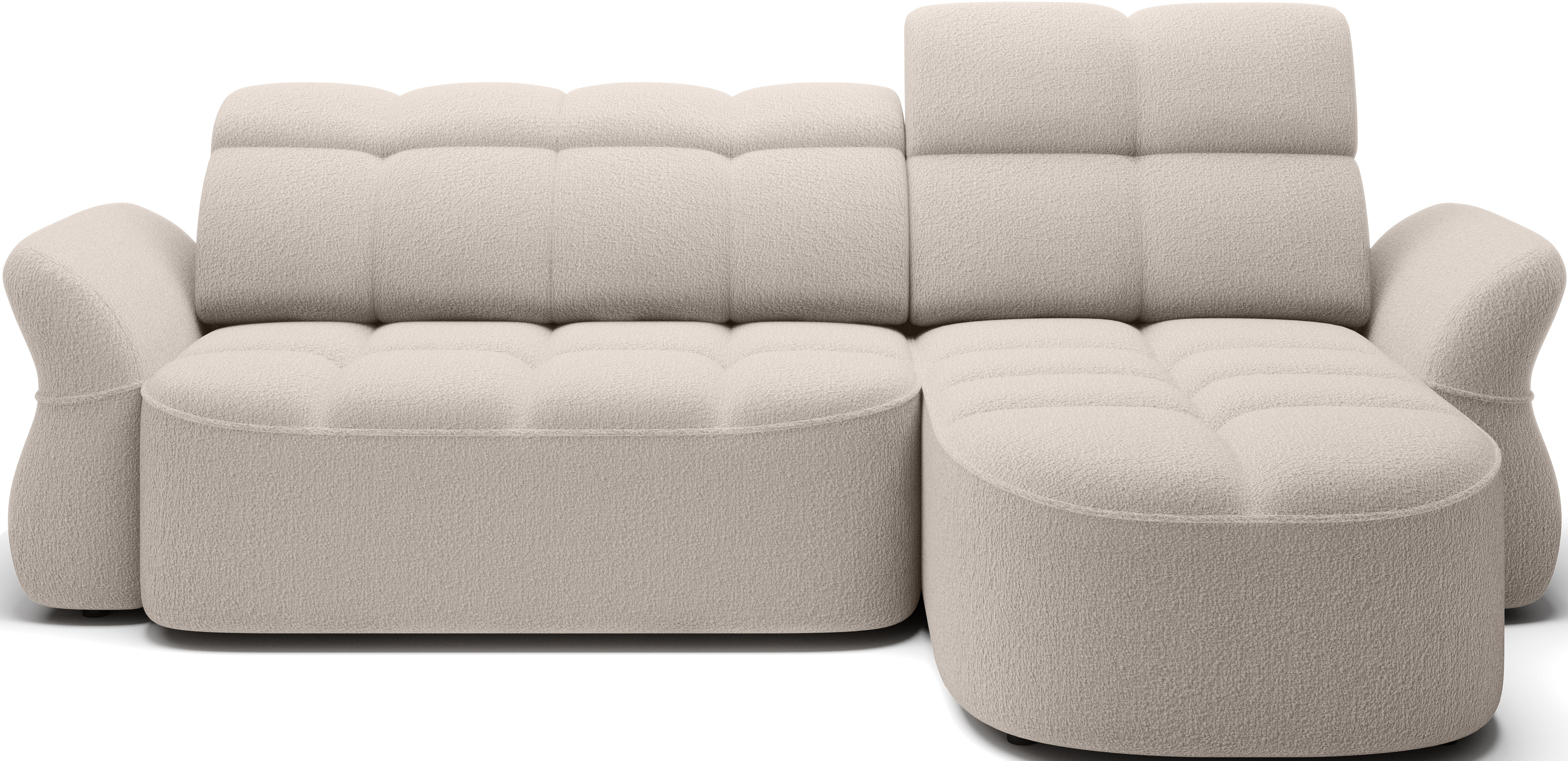 Canapé d'angle convertible design DROUOT avec coffre de rangement - Bouclette chinée beige - vue 1