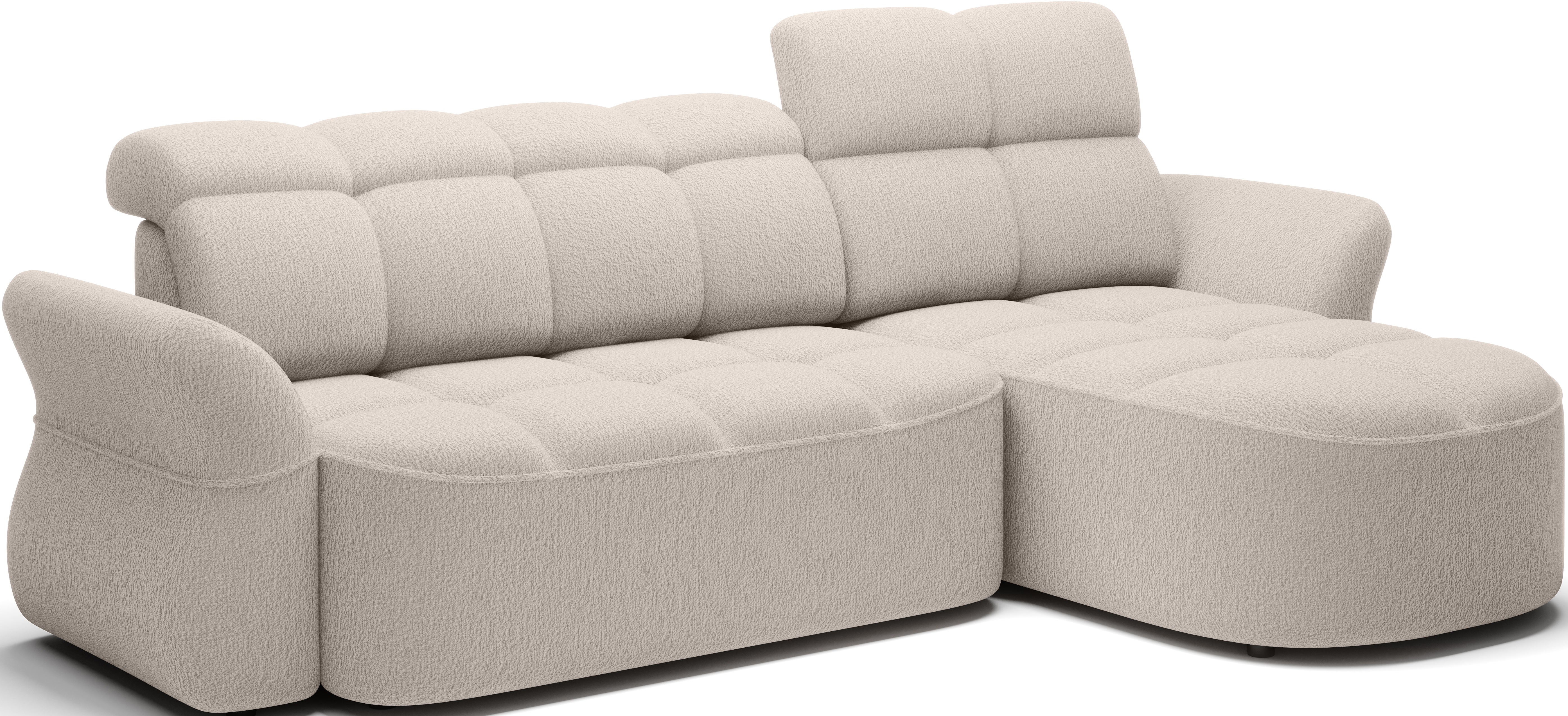 Canapé d'angle convertible design DROUOT avec coffre de rangement - Bouclette chinée beige - vue 5