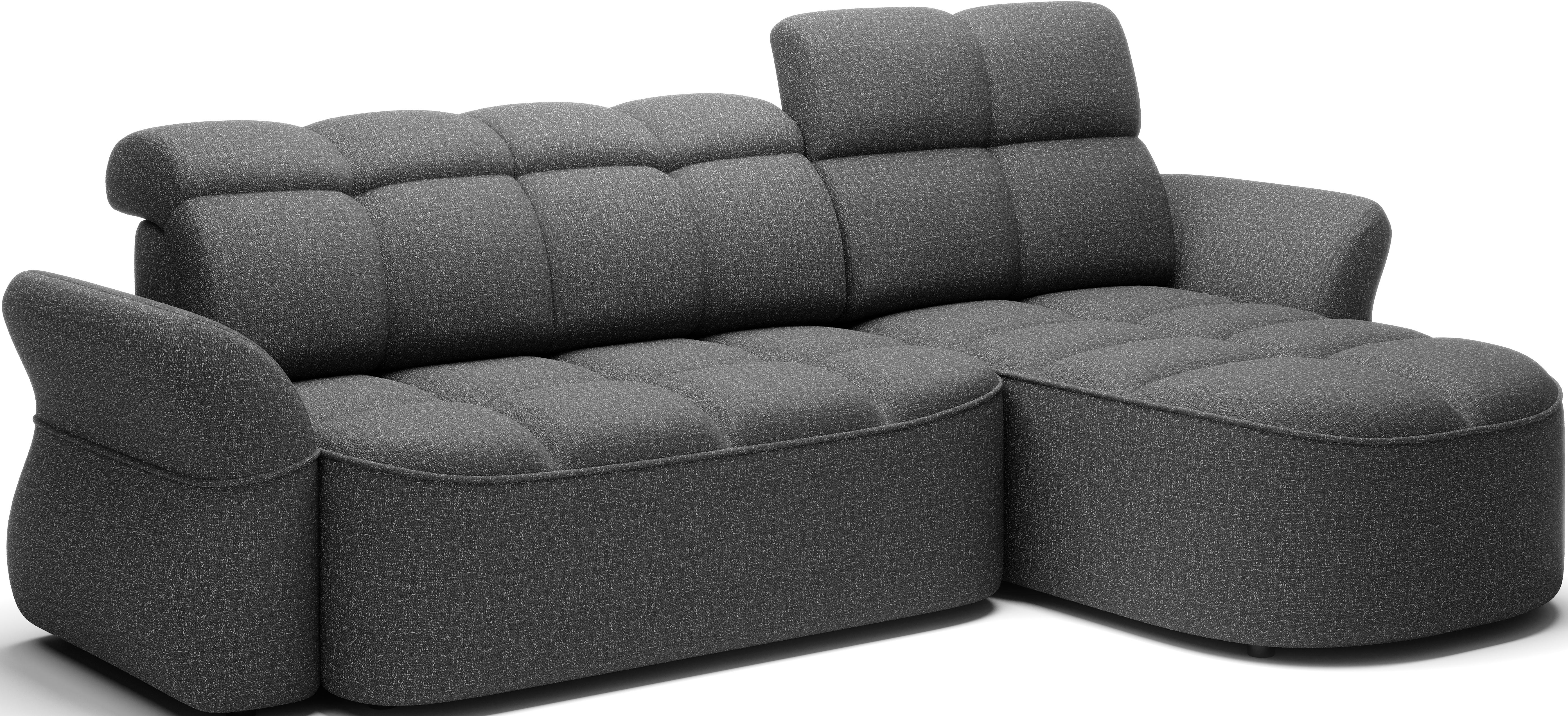 Canapé d'angle convertible design DROUOT avec coffre de rangement - Tissu chiné gris foncé - vue 5