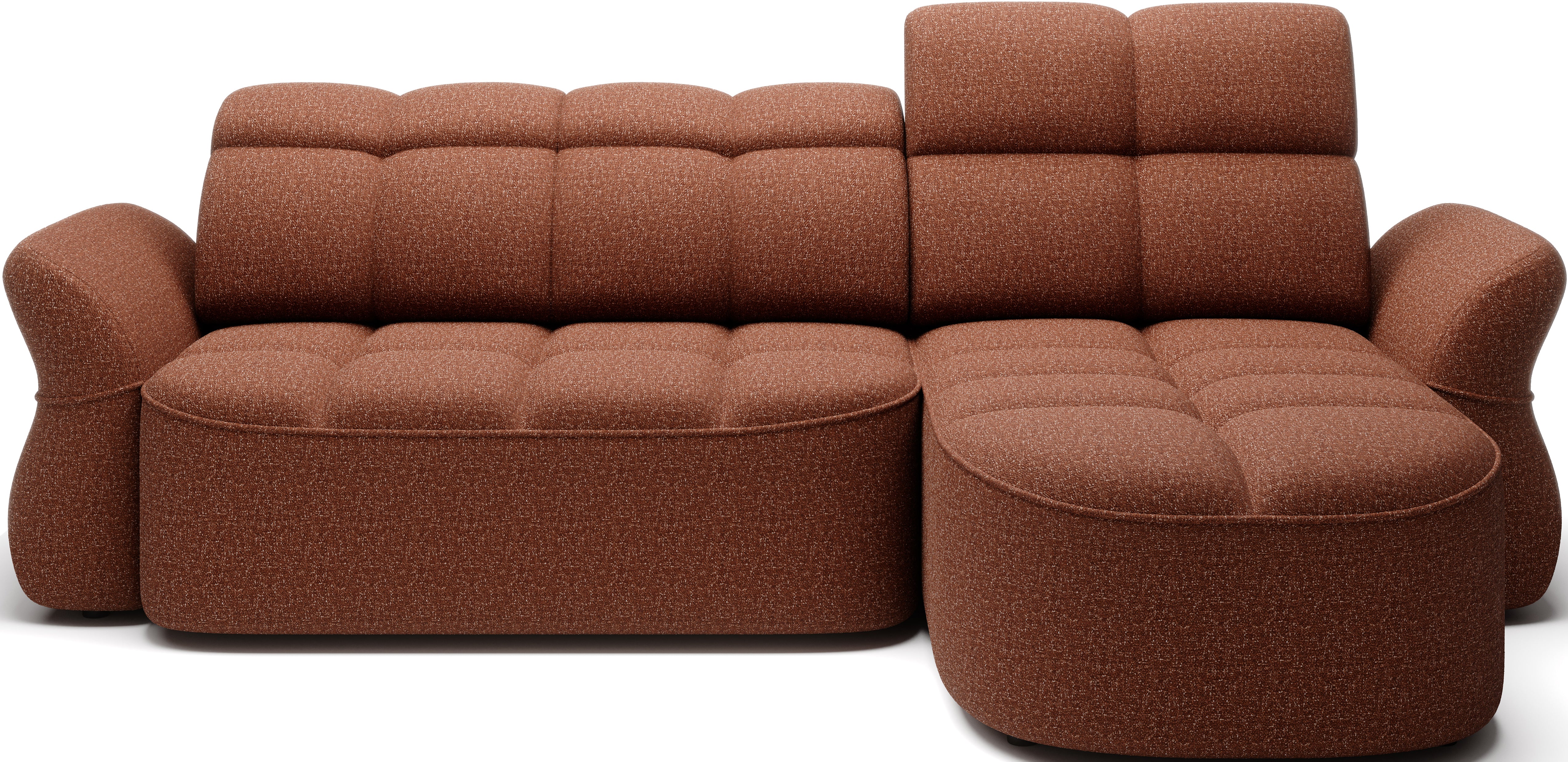 Canapé d'angle convertible design DROUOT avec coffre de rangement - Tissu chiné terracotta - vue 1