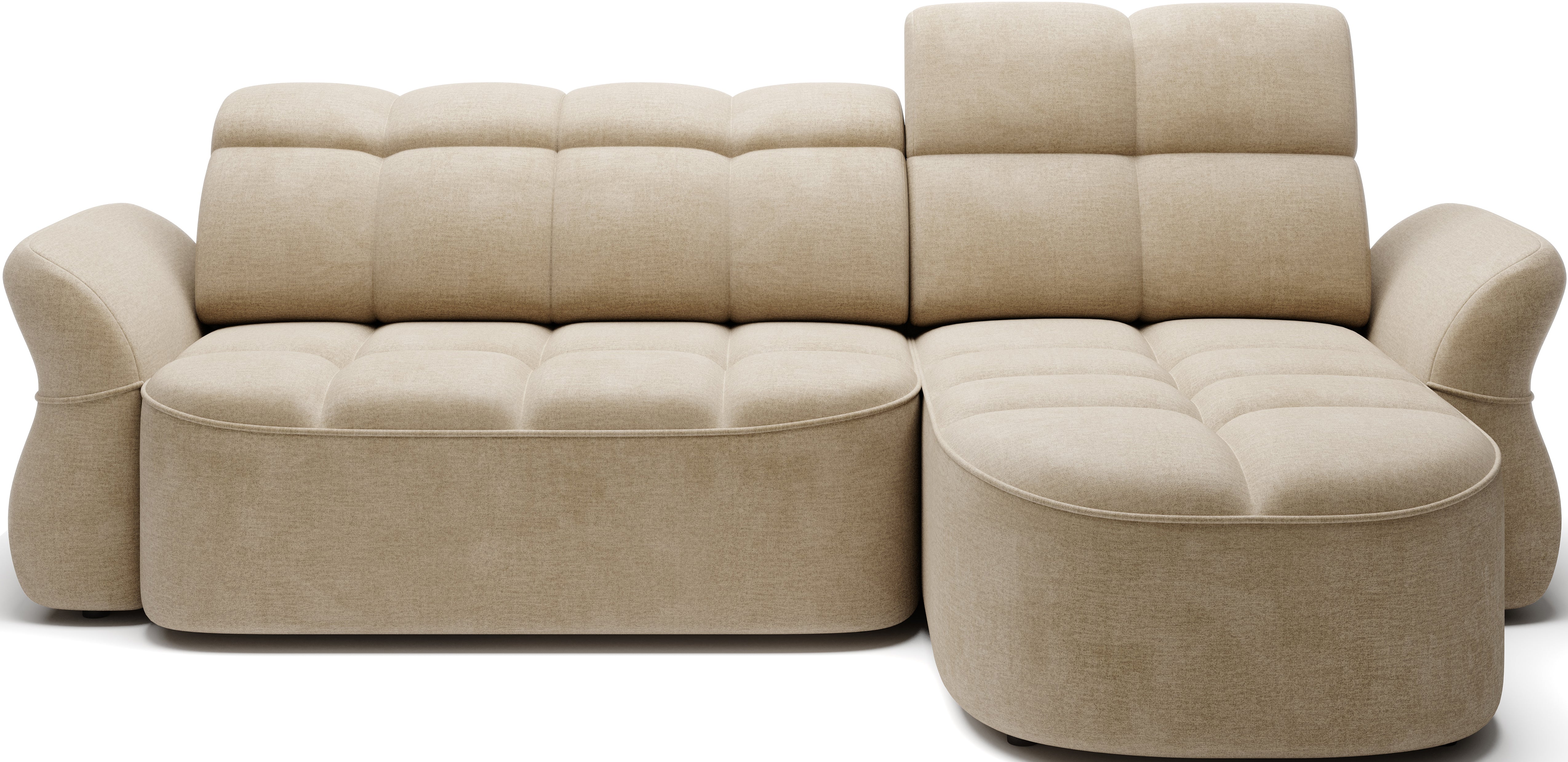 Canapé d'angle convertible design DROUOT avec coffre de rangement - Velours beige - vue 1