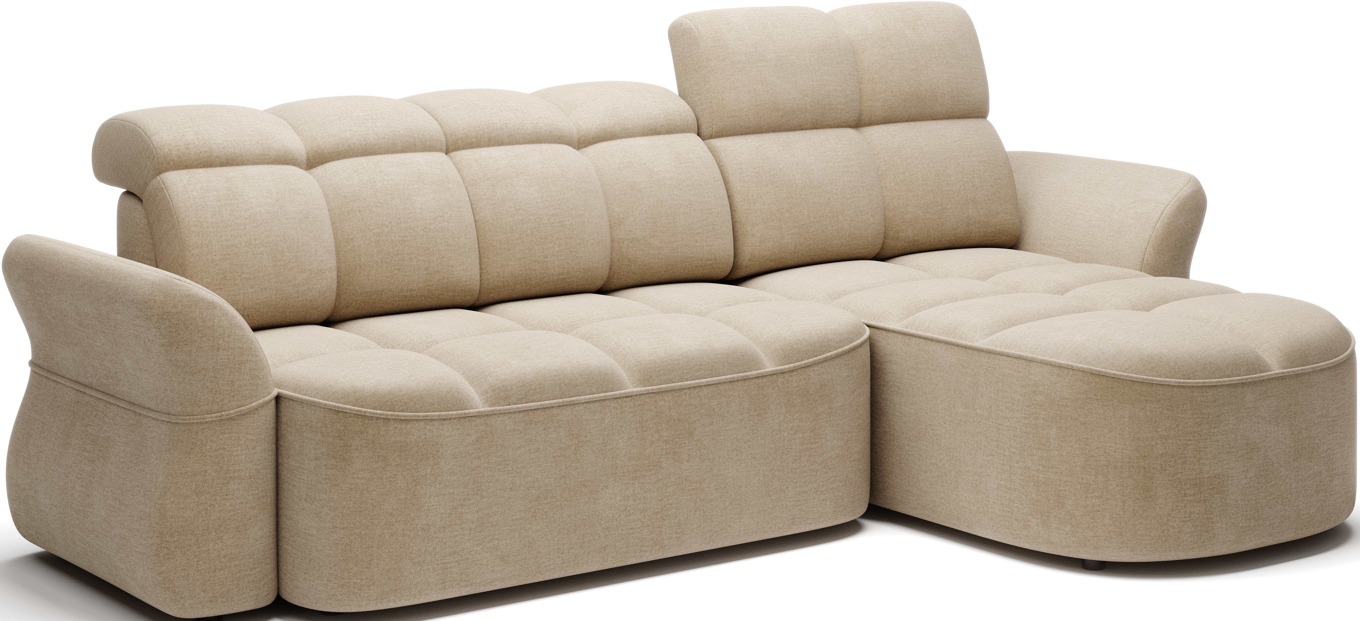 Canapé d'angle convertible design DROUOT avec coffre de rangement - Velours beige - vue 5