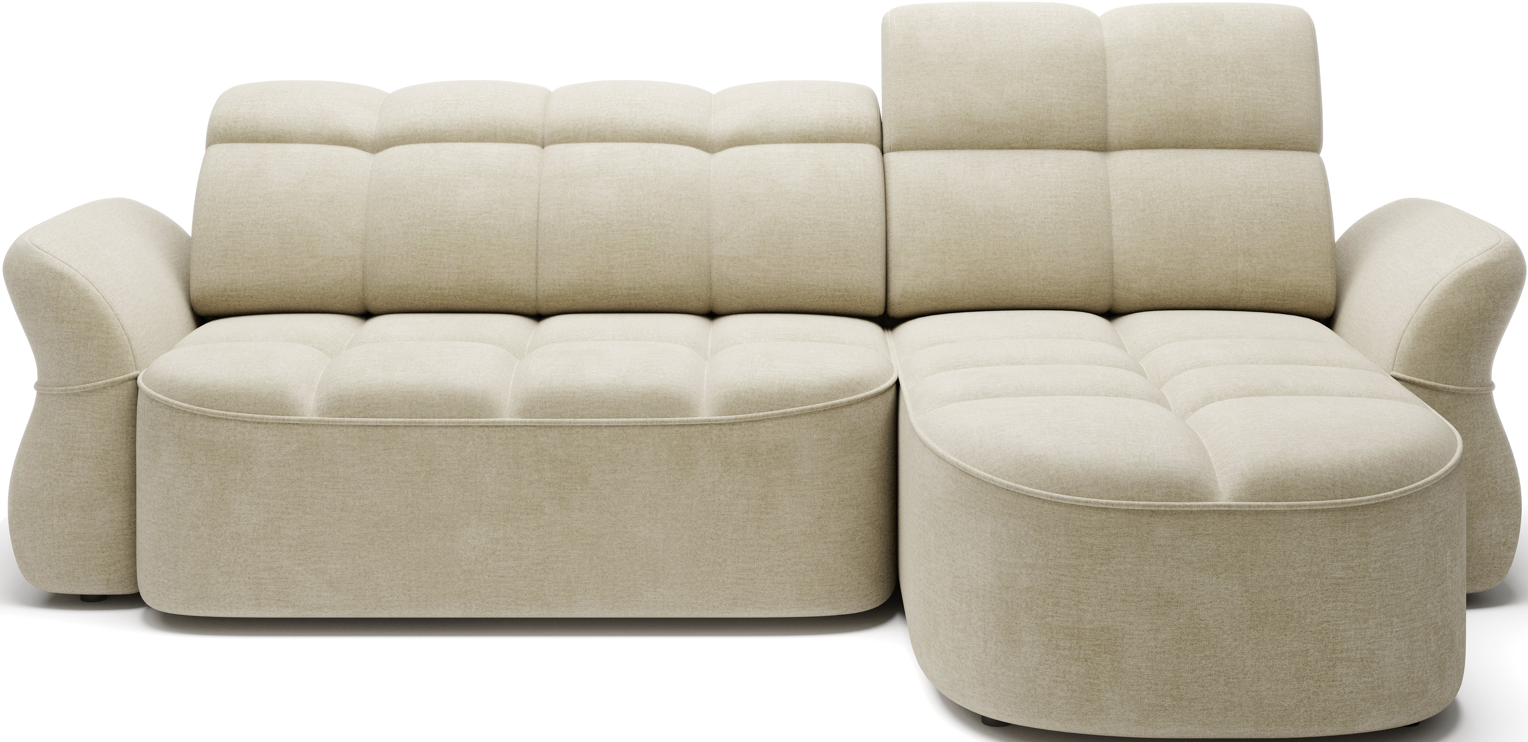 Canapé d'angle convertible design DROUOT avec coffre de rangement - Velours crème - vue 1