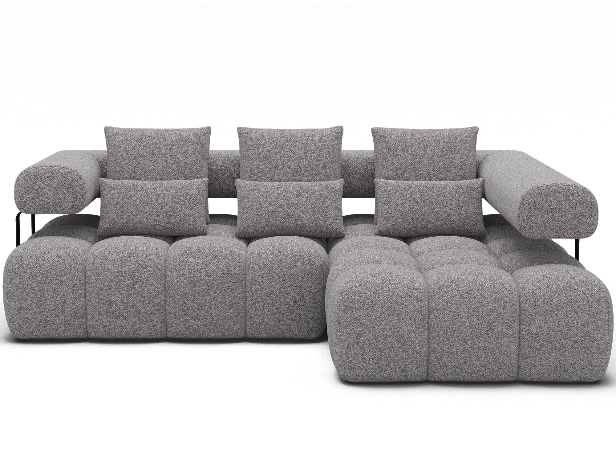 Canapé d'angle convertible design DUROC avec extension électrique - Boucle gris - vue 1