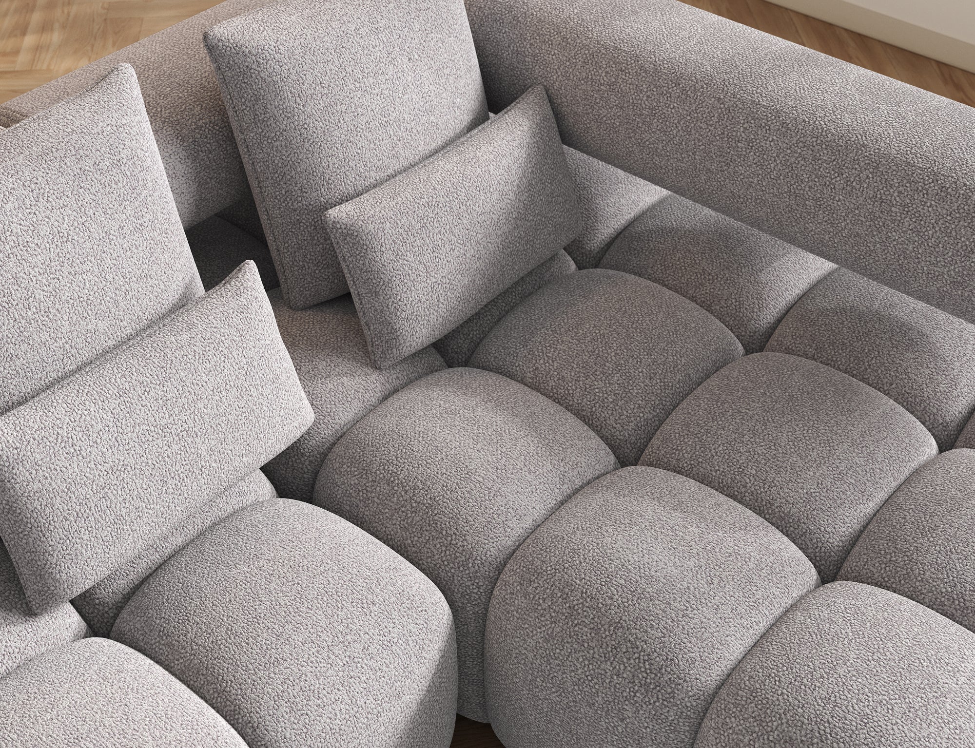 Canapé d'angle convertible design DUROC avec extension électrique - Boucle gris - vue 6
