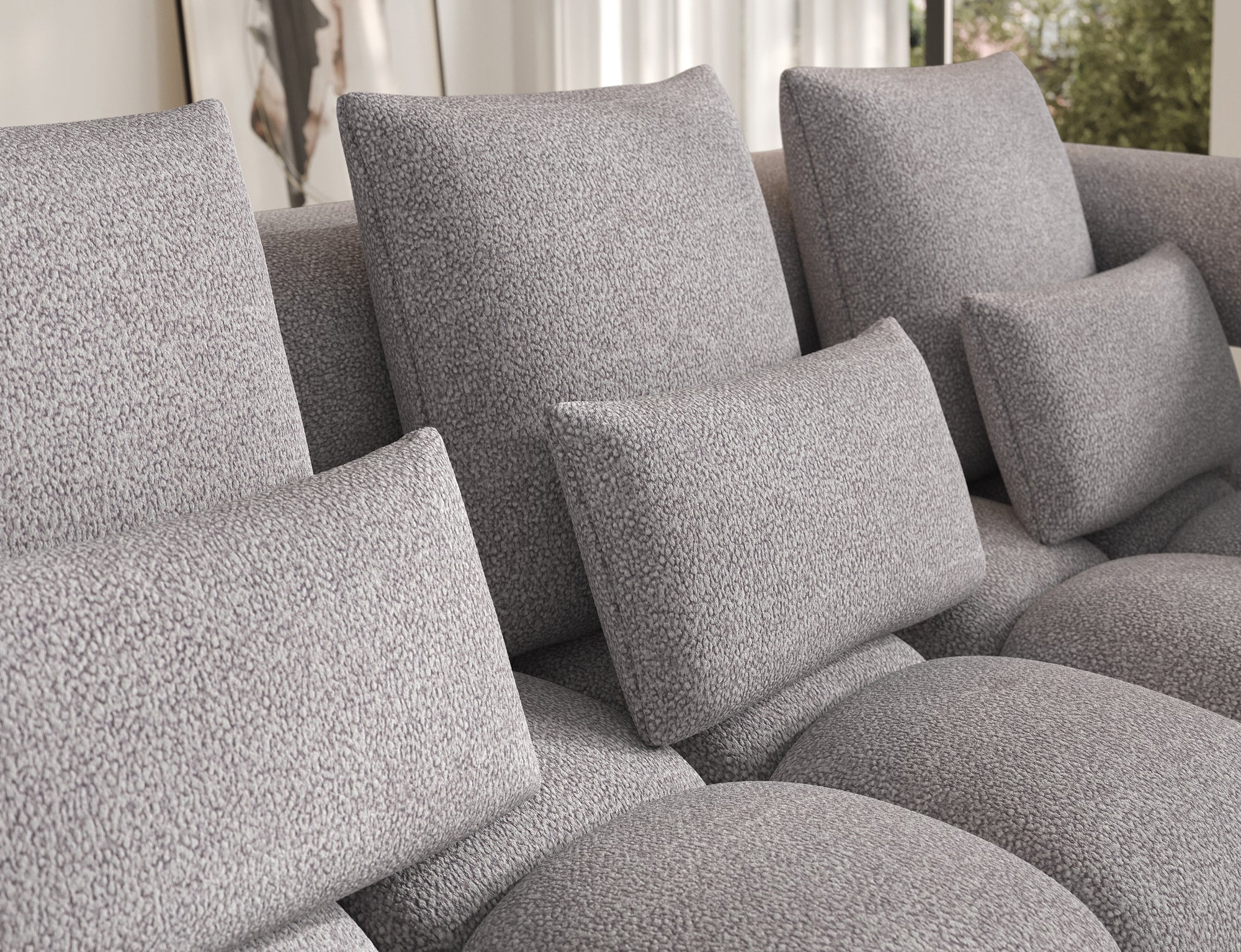 Canapé d'angle convertible design DUROC avec extension électrique - Boucle gris - vue 7