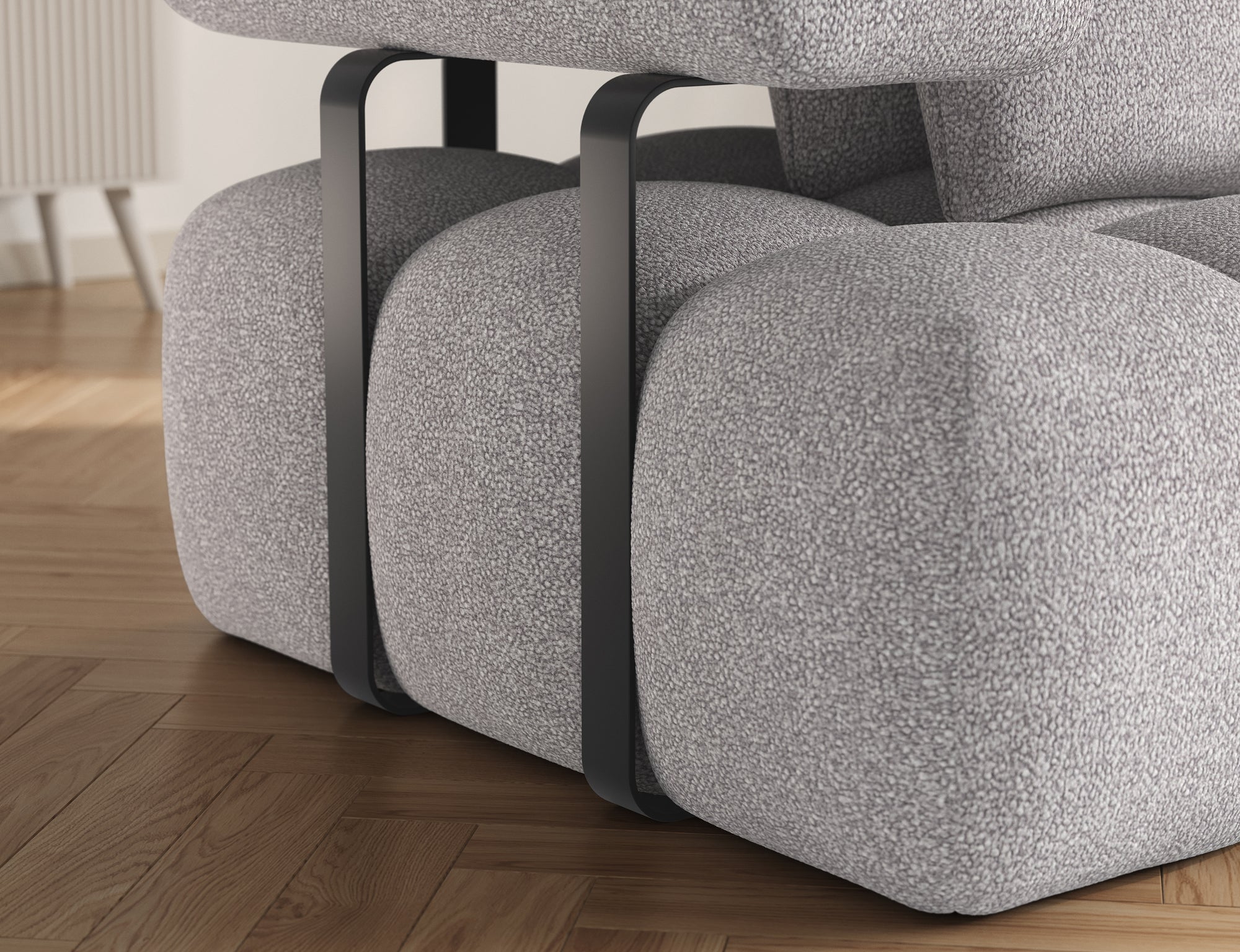 Canapé d'angle convertible design DUROC avec extension électrique - Boucle gris - vue 8