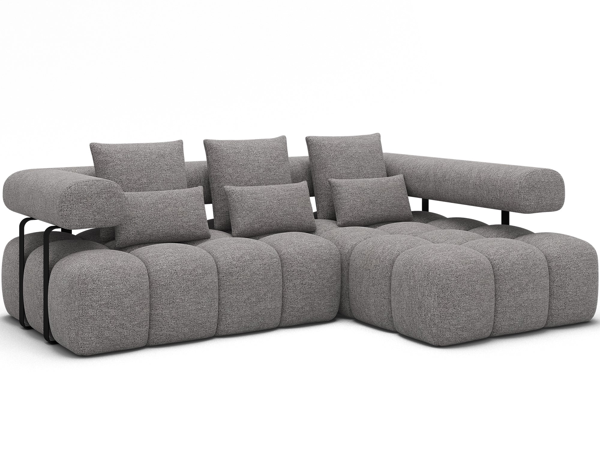 Canapé d'angle convertible design DUROC avec extension électrique - Boucle gris clair - vue 5