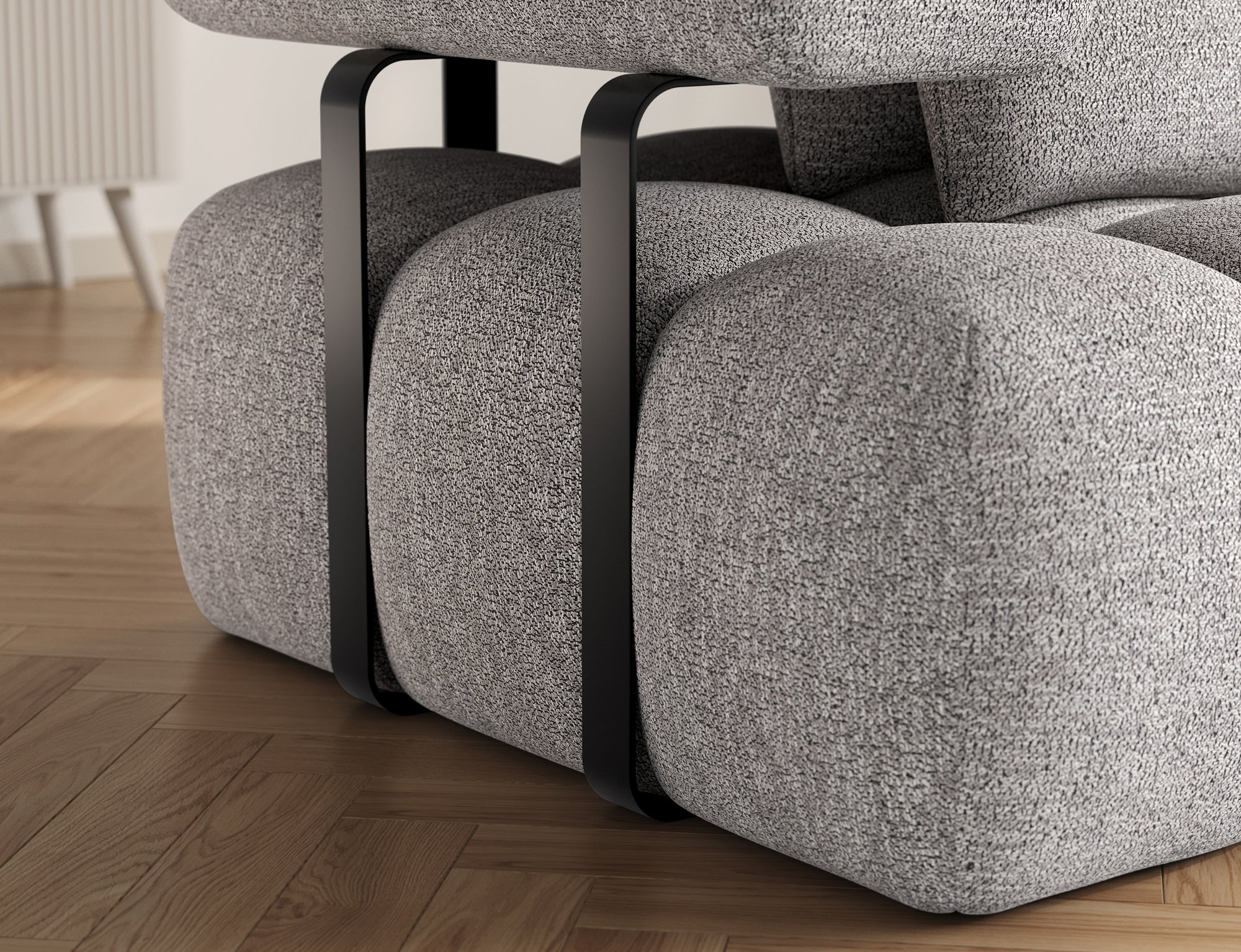Canapé d'angle convertible design DUROC avec extension électrique - Boucle gris clair - vue 8