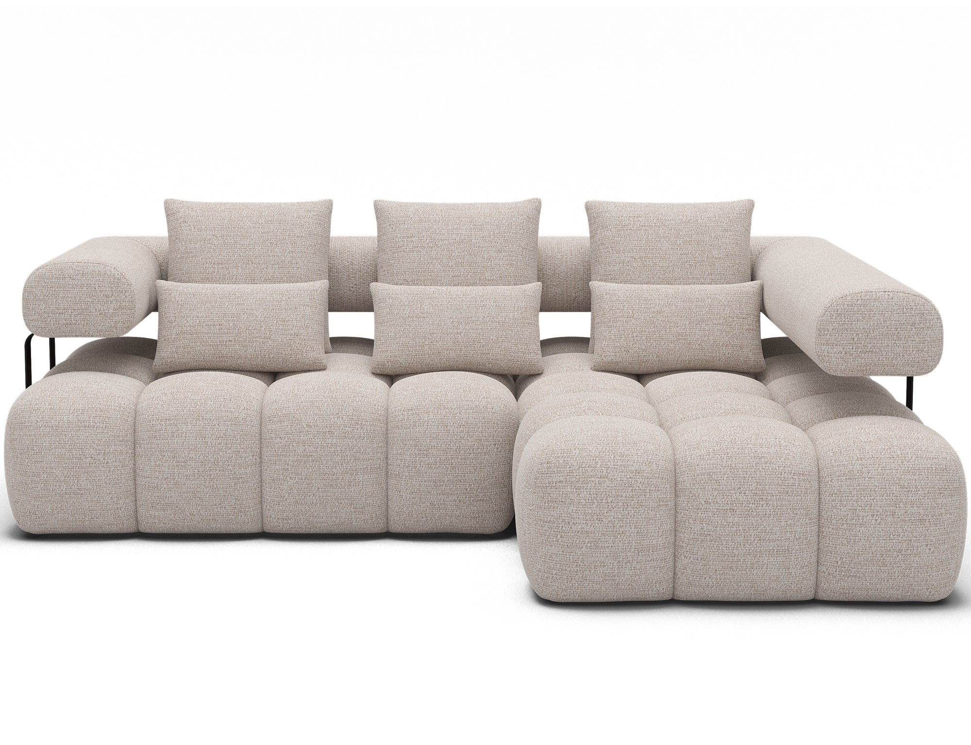 Canapé d'angle convertible design DUROC avec extension électrique - Boucle sable - vue 1