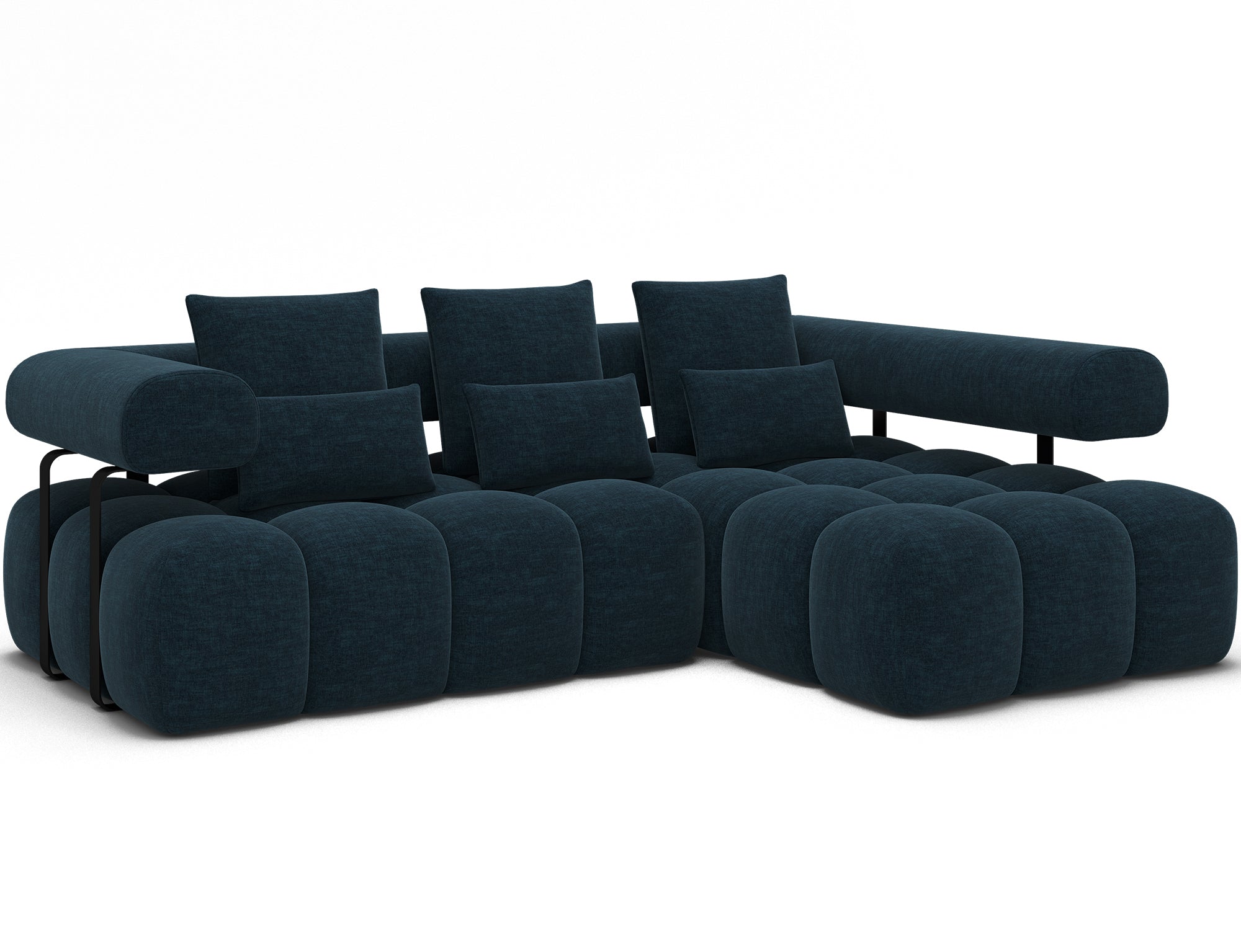 Canapé d'angle convertible design DUROC avec extension électrique - Velours maille bleu marine - vue 5