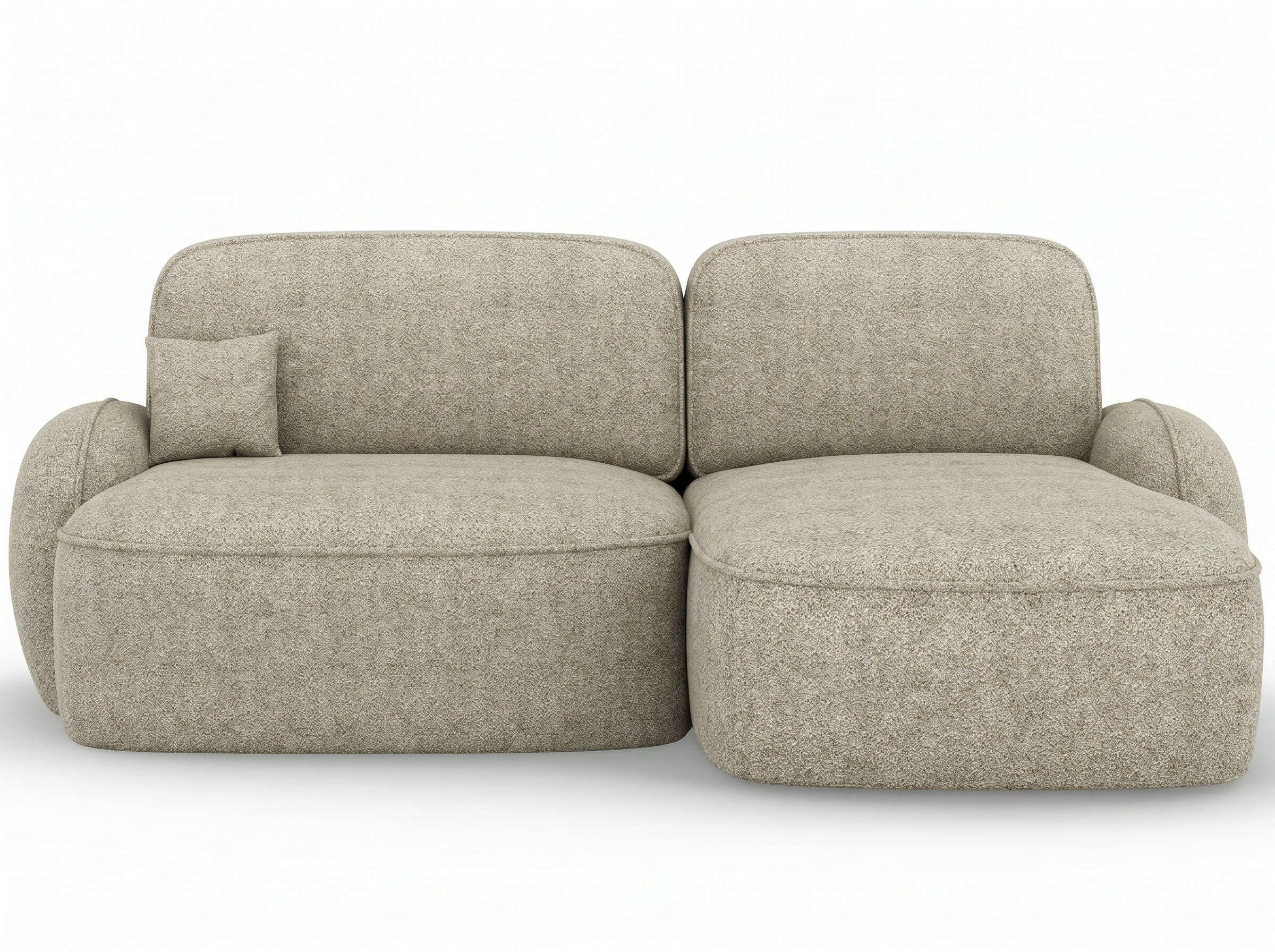 Canapé d'angle convertible design MIRABEAU avec coffre de rangement - Bouclette chinée beige - vue 1