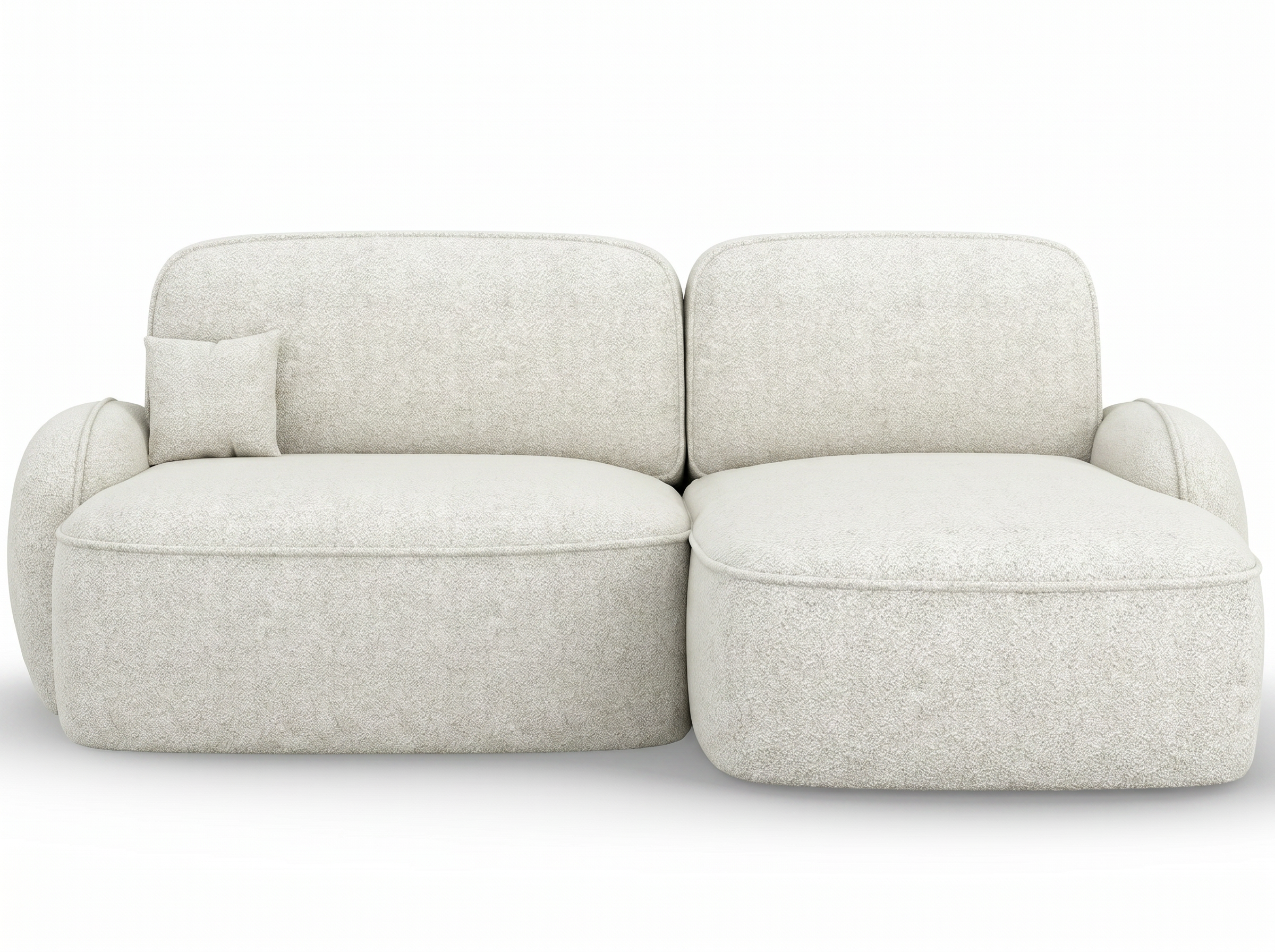 Canapé d'angle convertible design MIRABEAU avec coffre de rangement - Bouclette chinée crème - vue 1