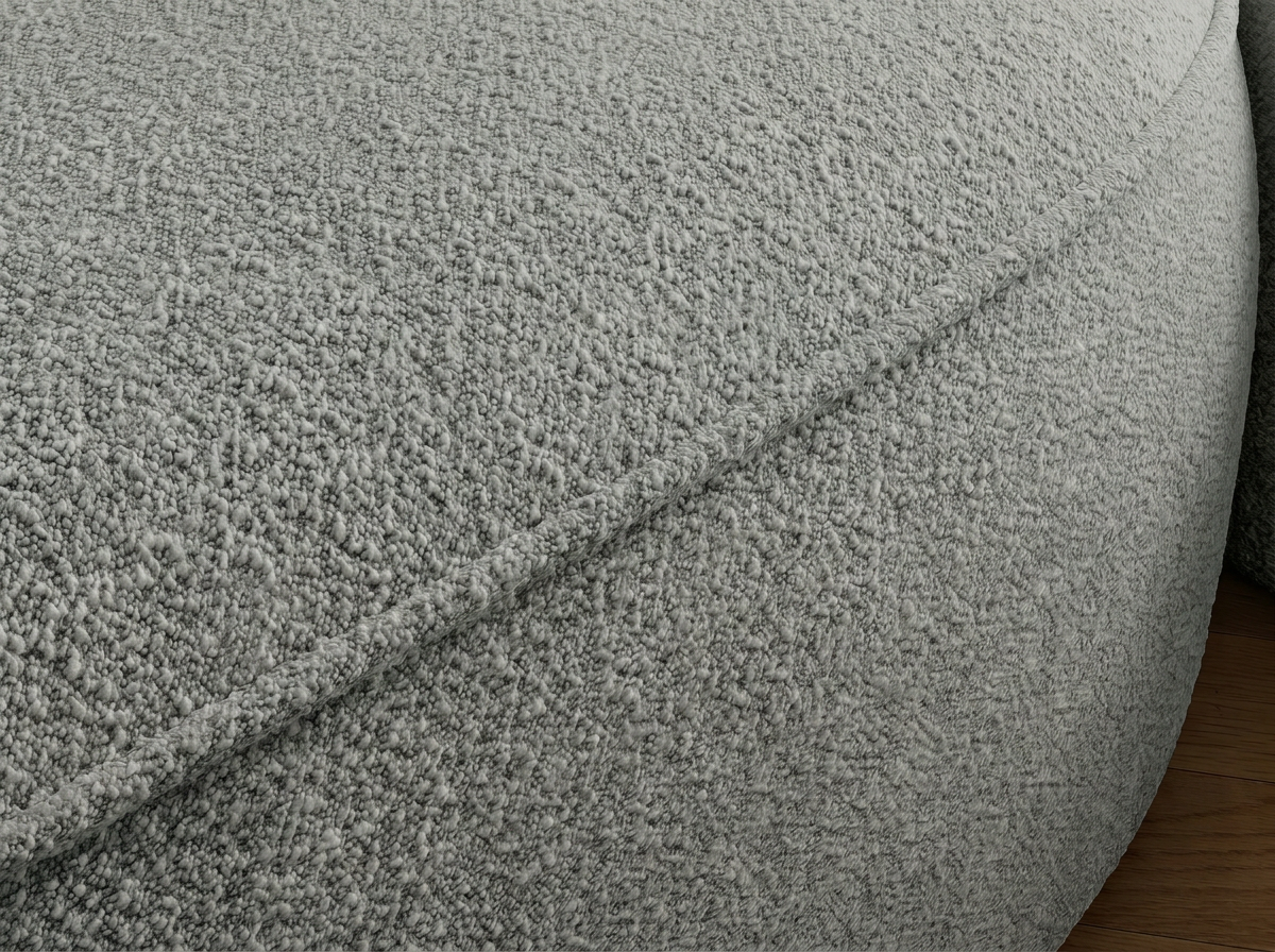 Canapé d'angle convertible design MIRABEAU avec coffre de rangement - Bouclette chinée gris - vue 7