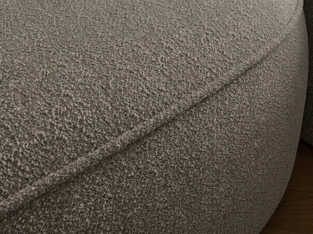 Canapé d'angle convertible design MIRABEAU avec coffre de rangement - Bouclette chinée taupe - vue 7