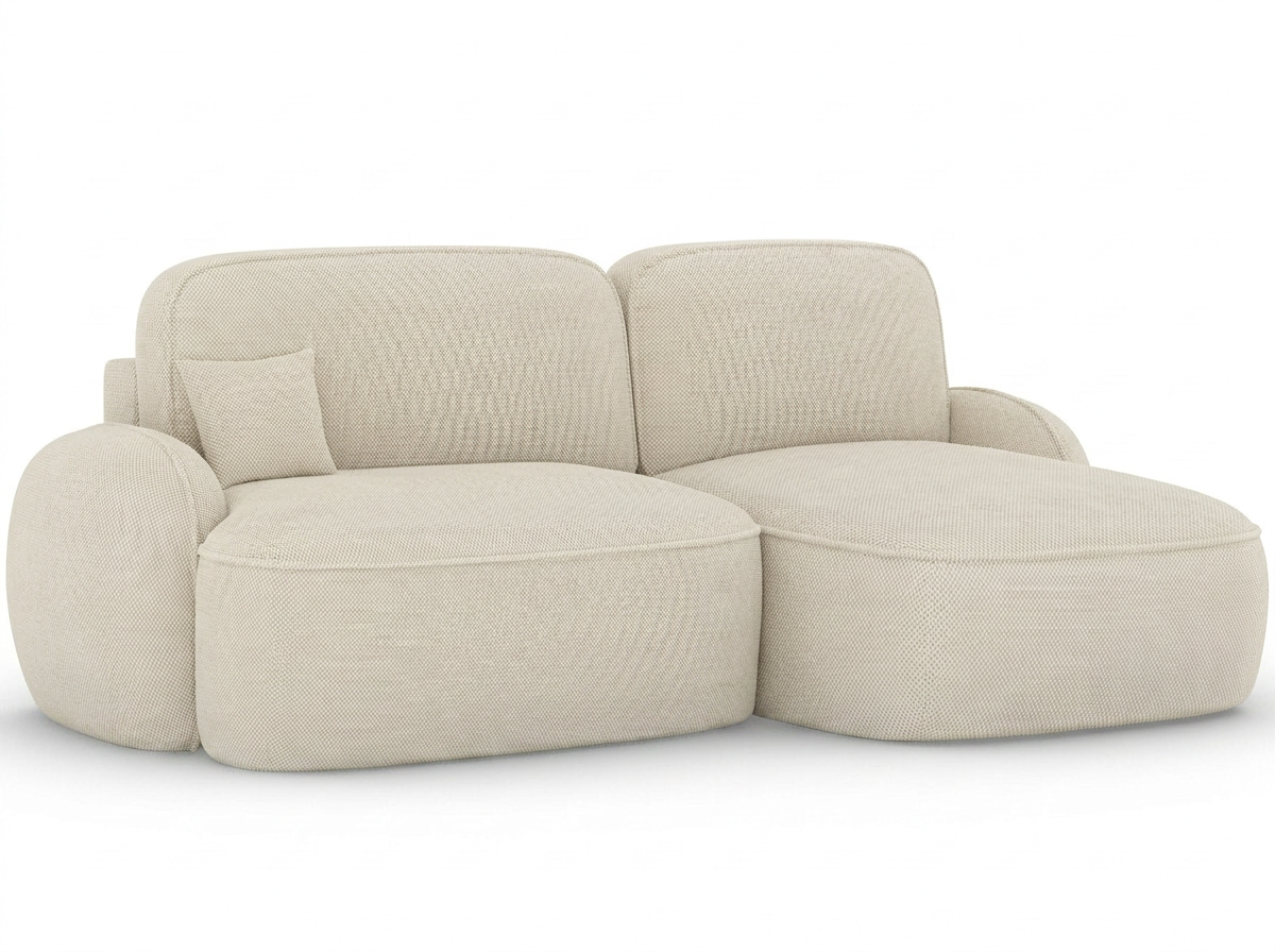 Canapé d'angle convertible design MIRABEAU avec coffre de rangement - Tissu texturé beige - vue 10